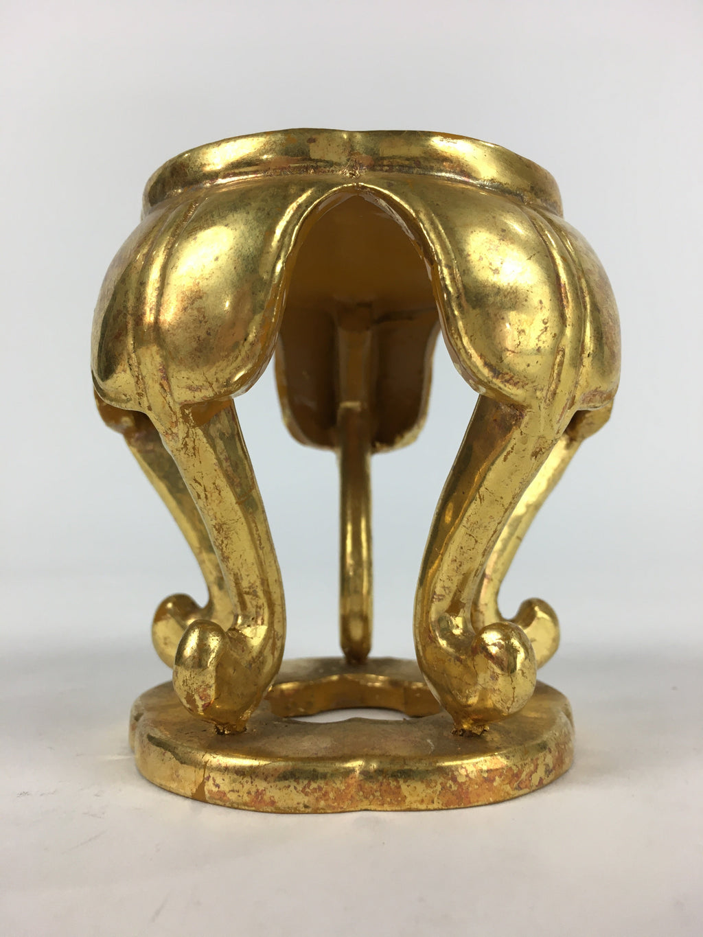 Japanese Buddhist Altar Fitting Vtg Gold Offering Stand Gold Red BU709