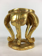 Japanese Buddhist Altar Fitting Vtg Gold Offering Stand Gold Red BU709