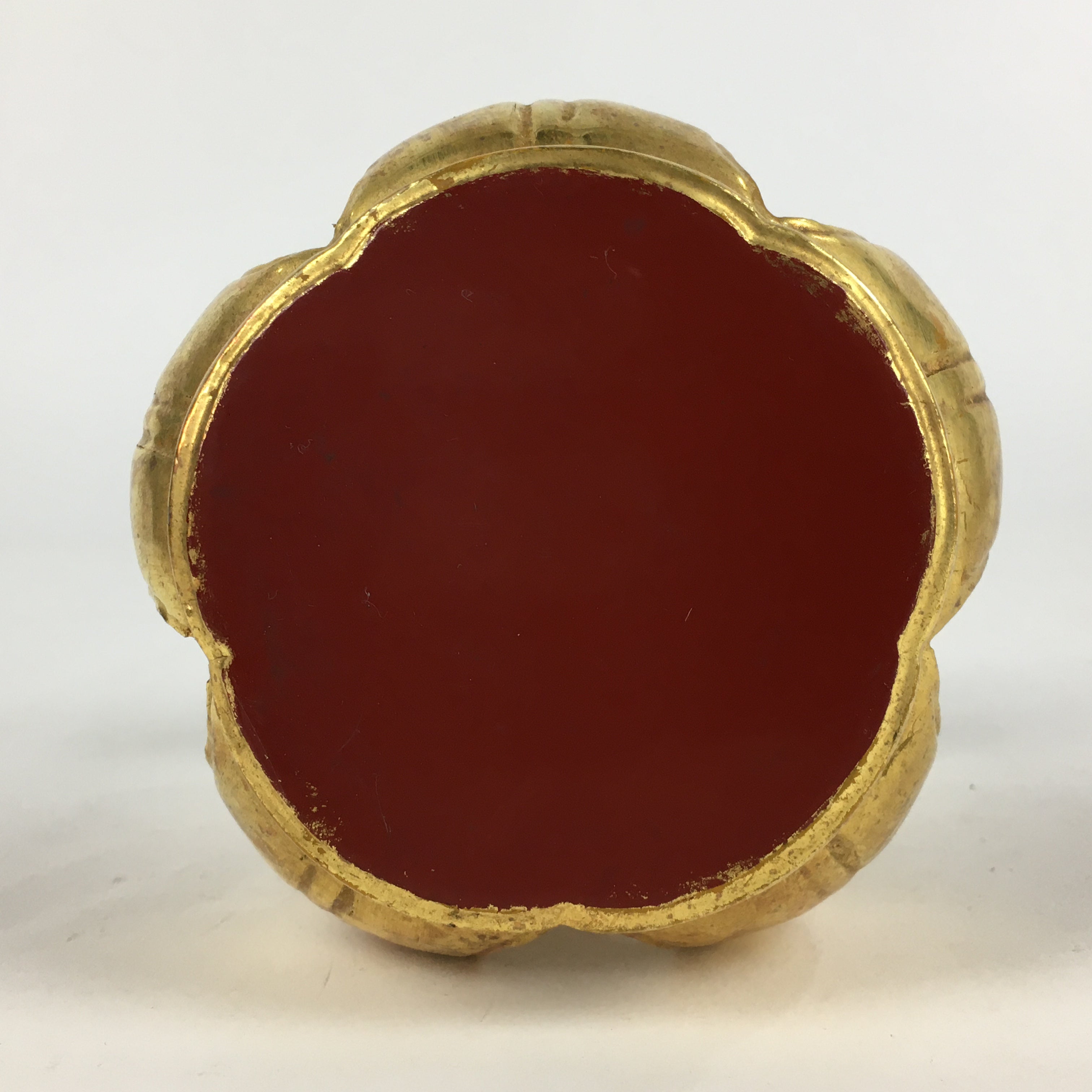 Japanese Buddhist Altar Fitting Vtg Gold Offering Stand Gold Red BU709