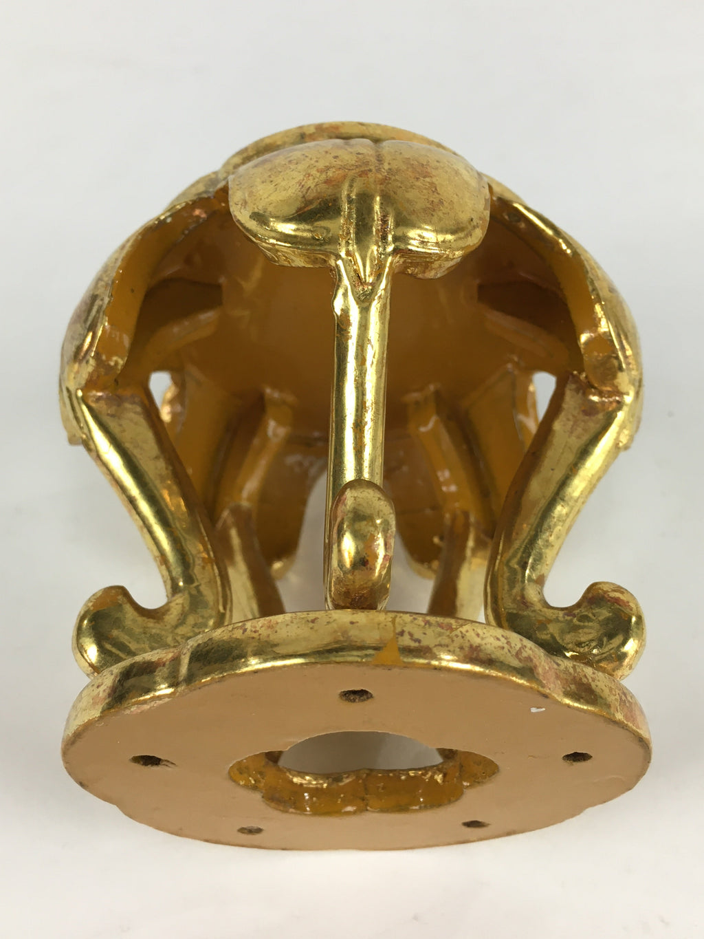 Japanese Buddhist Altar Fitting Vtg Gold Offering Stand Gold Red BU709