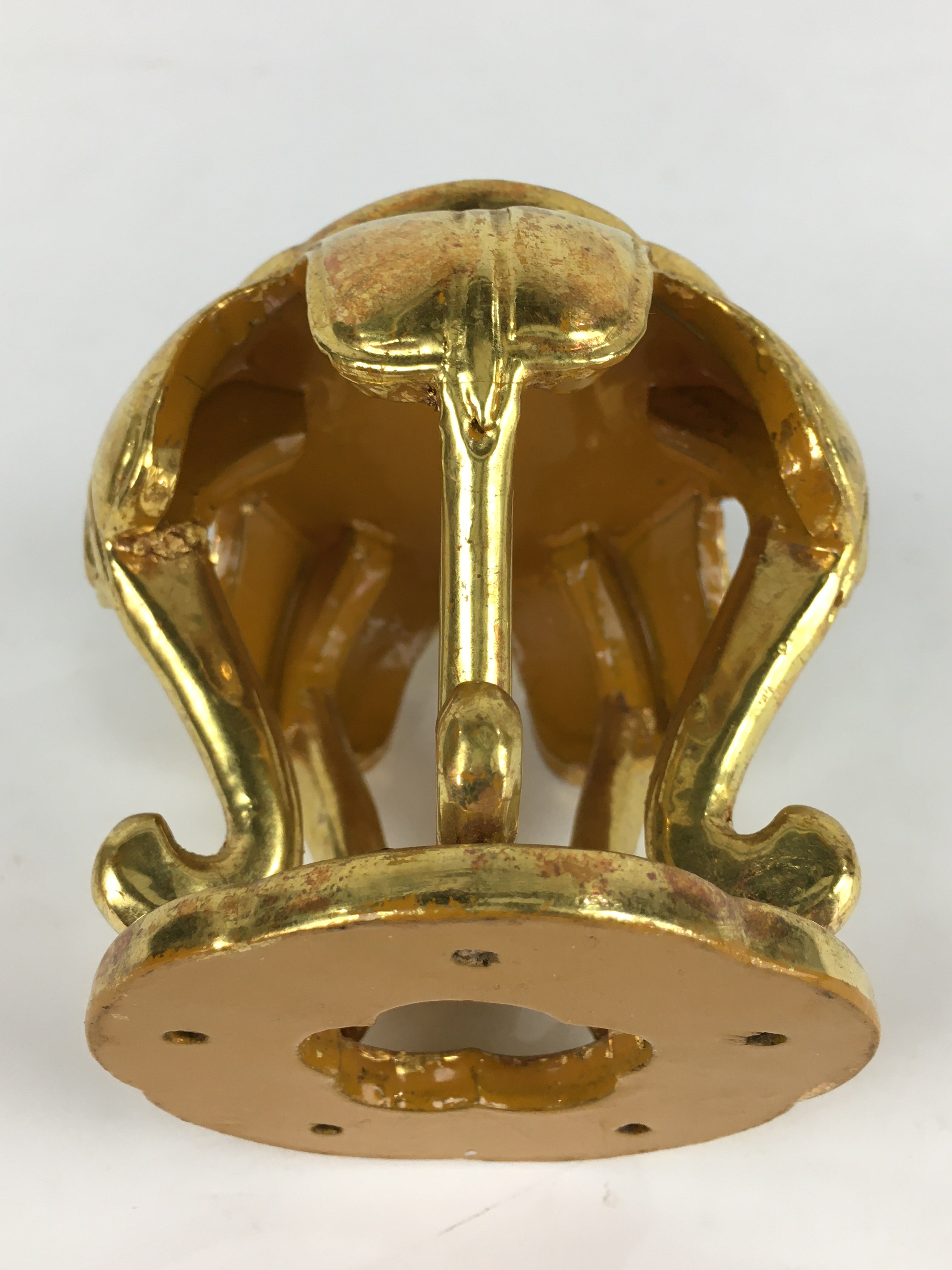 Japanese Buddhist Altar Fitting Vtg Gold Offering Stand Gold Red BU709