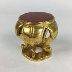 Japanese Buddhist Altar Fitting Vtg Gold Offering Stand Gold Red BU709