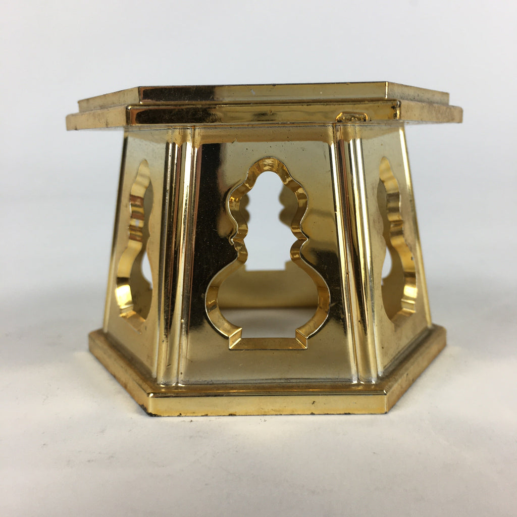 Japanese Buddhist Altar Fitting Vtg Gold Offering Stand Gold Red BU711