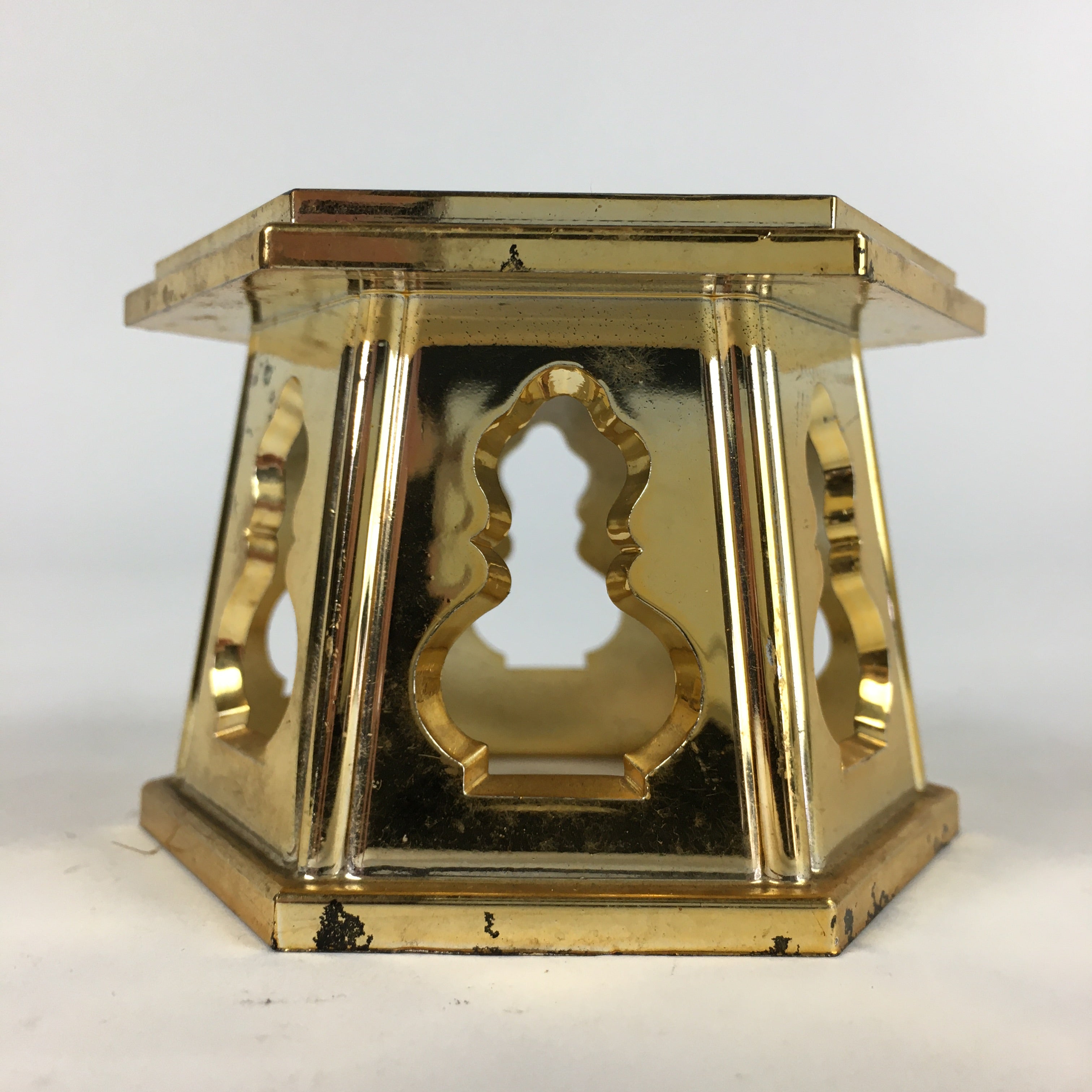 Japanese Buddhist Altar Fitting Vtg Gold Offering Stand Gold Red BU711