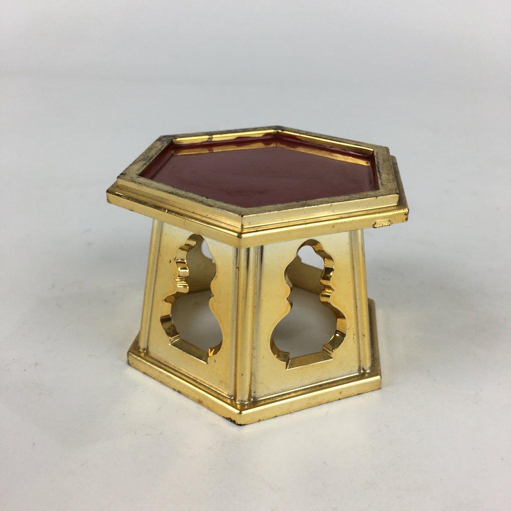 Japanese Buddhist Altar Fitting Vtg Gold Offering Stand Gold Red BU711