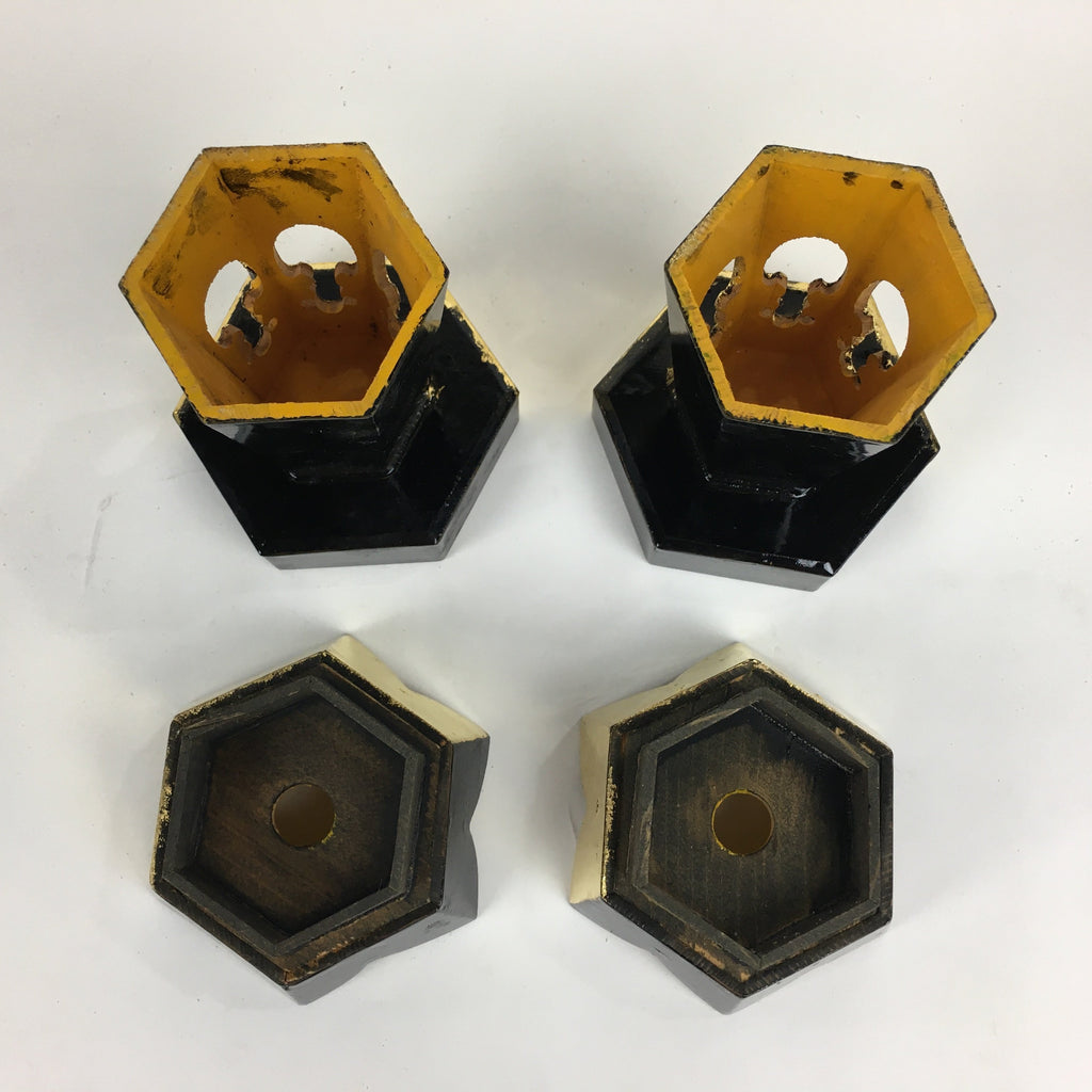 Japanese Buddhist Altar Fitting Vtg Hexagonal Offering Stand Set Kuge BU572