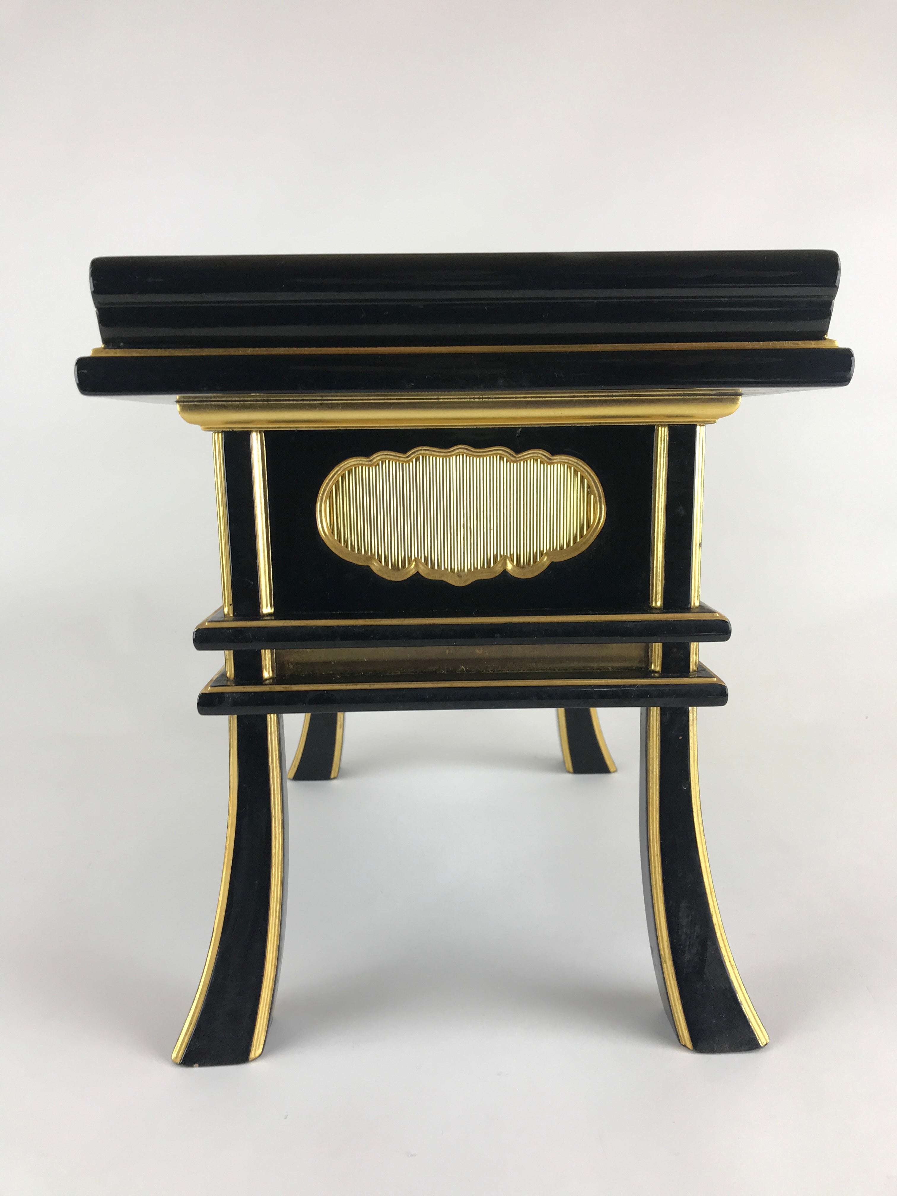 Japanese Buddhist Altar Fitting Vtg Kyozukue Lacquer Offering Table Black BU846