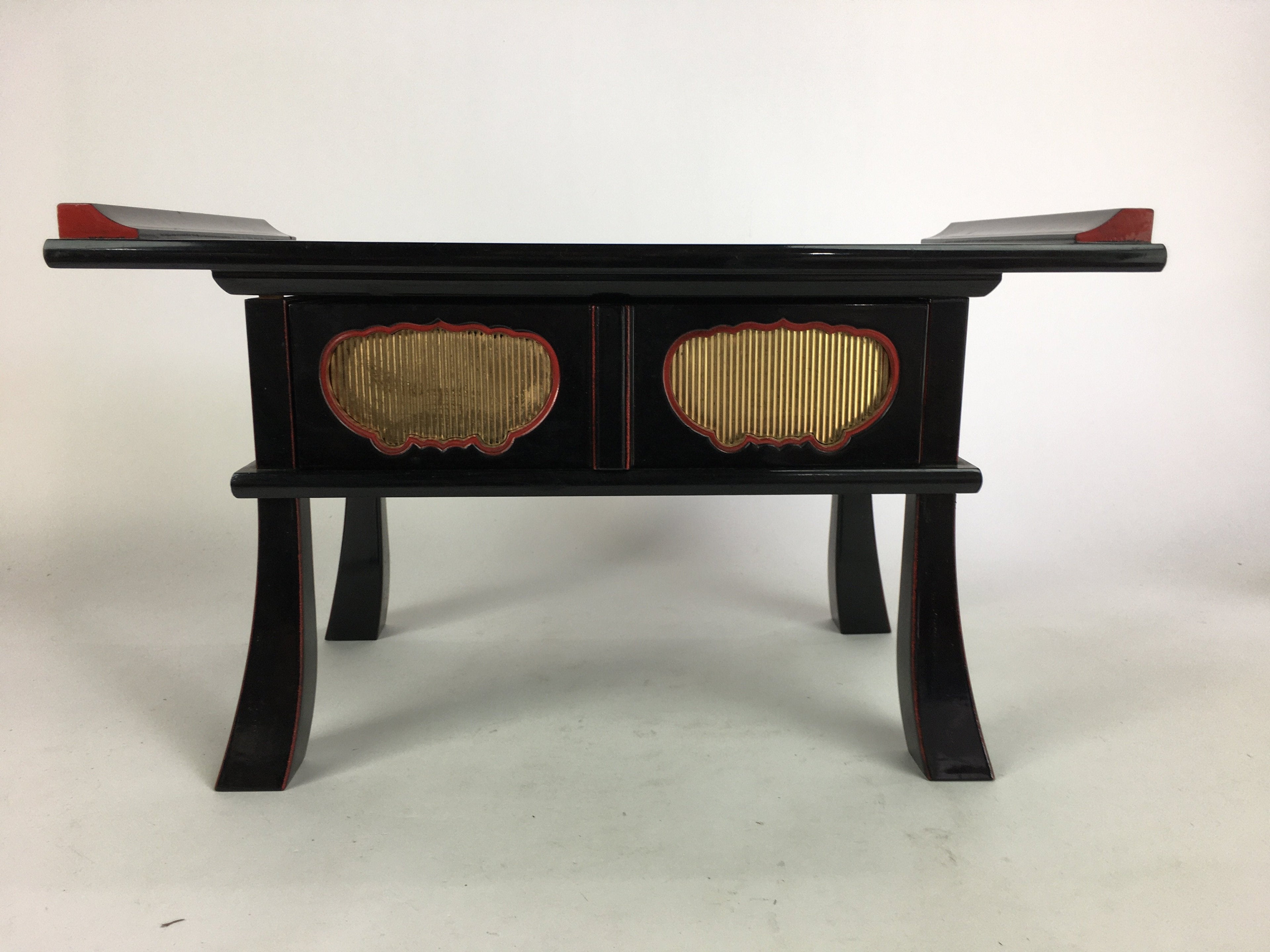 Japanese Buddhist Altar Fitting Vtg Kyozukue Wood Lacquer Offering Table BU470