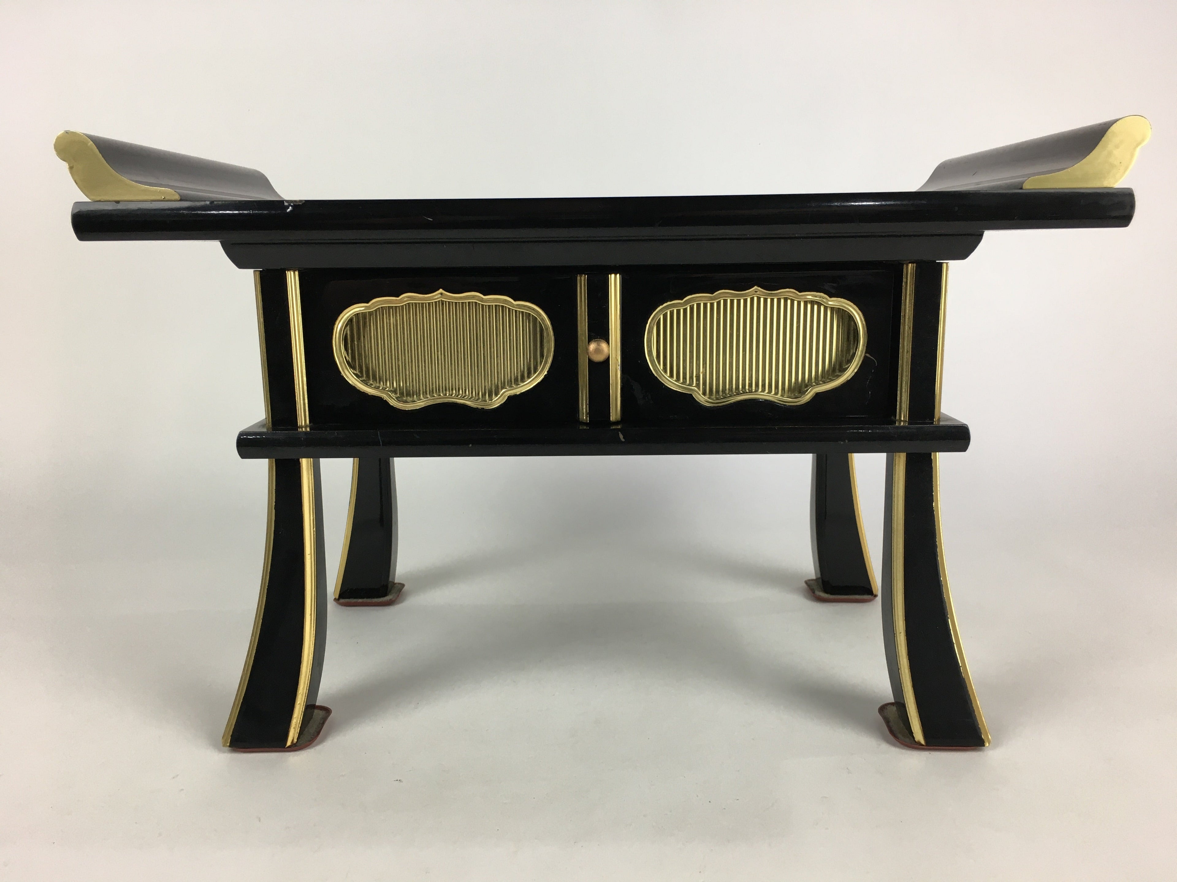 Japanese Buddhist Altar Fitting Vtg Kyozukue Wood Lacquer Offering Table BU735