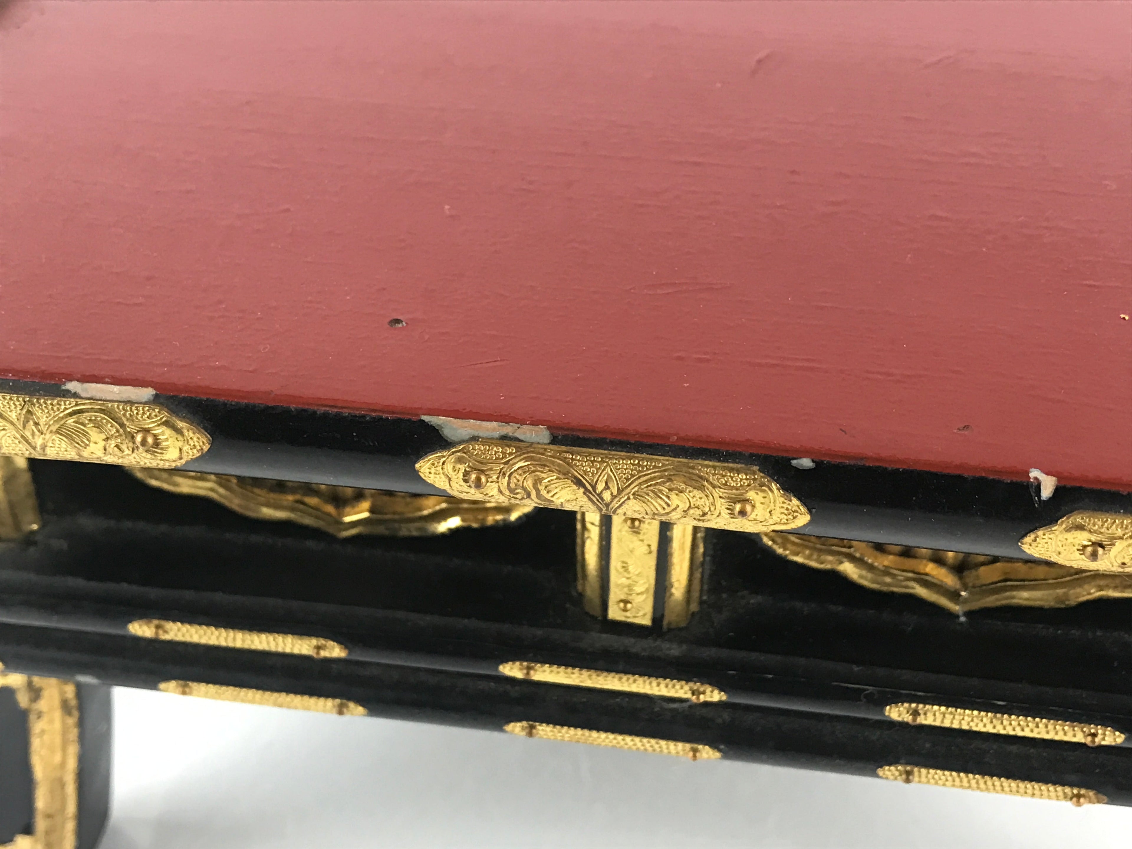 Japanese Buddhist Altar Fitting Vtg Kyozukue Wood Lacquer Offering Table Black B
