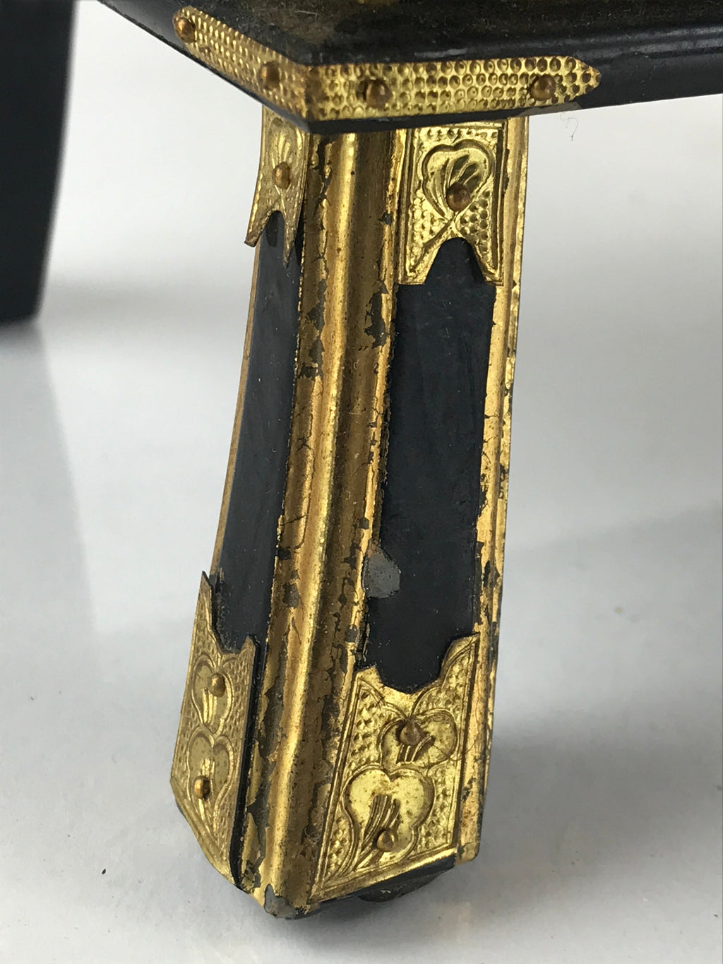 Japanese Buddhist Altar Fitting Vtg Kyozukue Wood Lacquer Offering Table Black B
