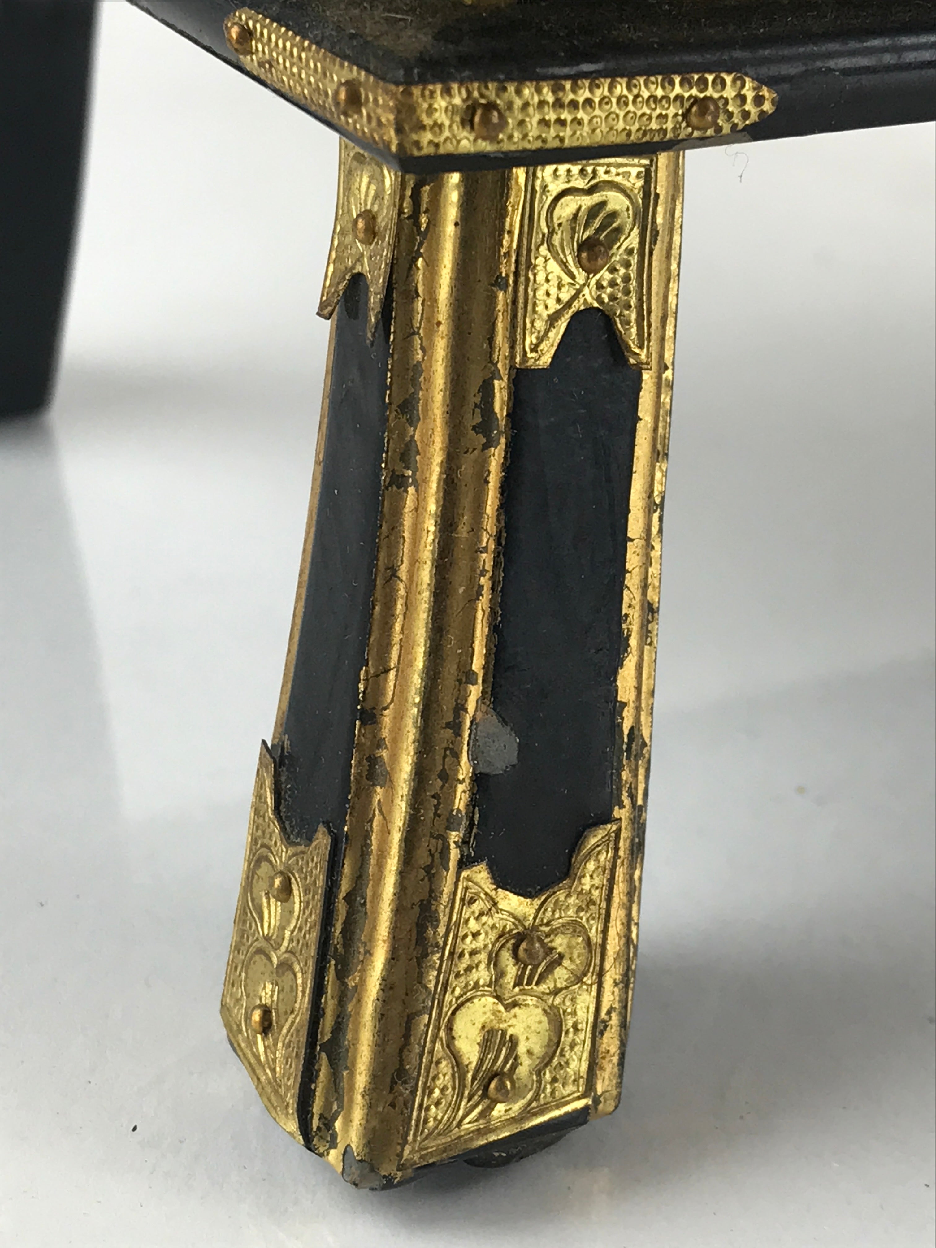 Japanese Buddhist Altar Fitting Vtg Kyozukue Wood Lacquer Offering Table Black B