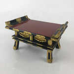 Japanese Buddhist Altar Fitting Vtg Kyozukue Wood Lacquer Offering Table Black B