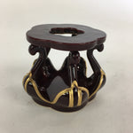 Japanese Buddhist Altar Fitting Vtg Lacquer Buddhist Rine Cup Stand BU526