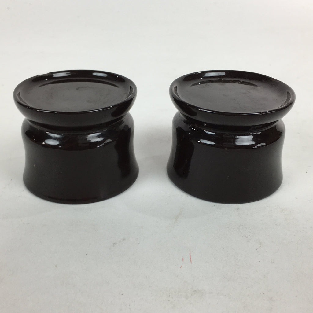 Japanese Buddhist Altar Fitting Vtg Lacquer Buddhist Rine Offering Cup Stand 2pc