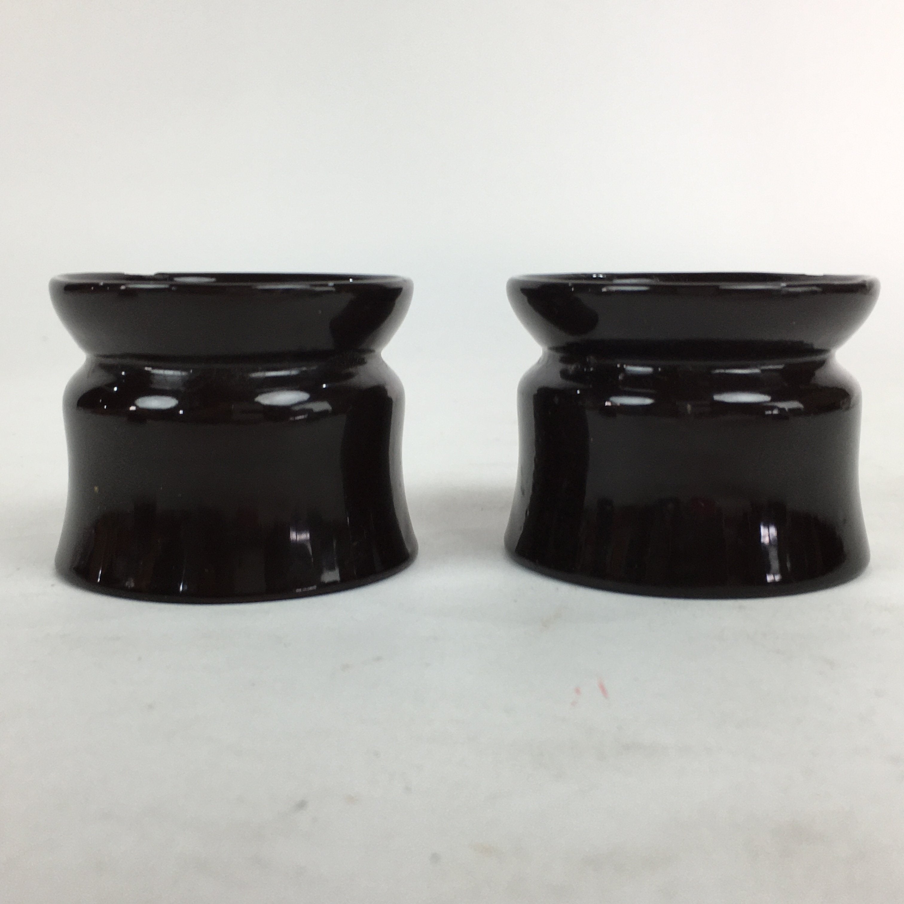 Japanese Buddhist Altar Fitting Vtg Lacquer Buddhist Rine Offering Cup Stand 2pc