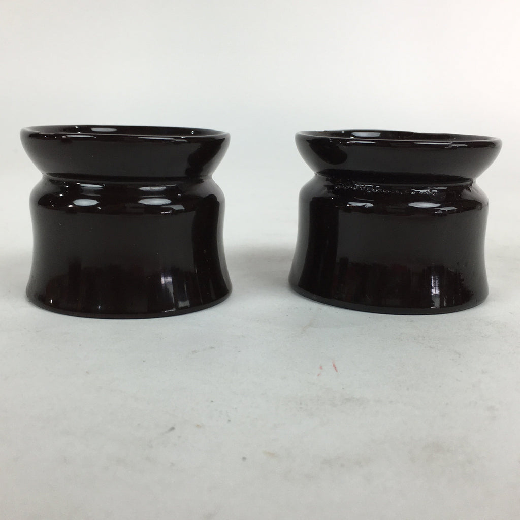 Japanese Buddhist Altar Fitting Vtg Lacquer Buddhist Rine Offering Cup Stand 2pc