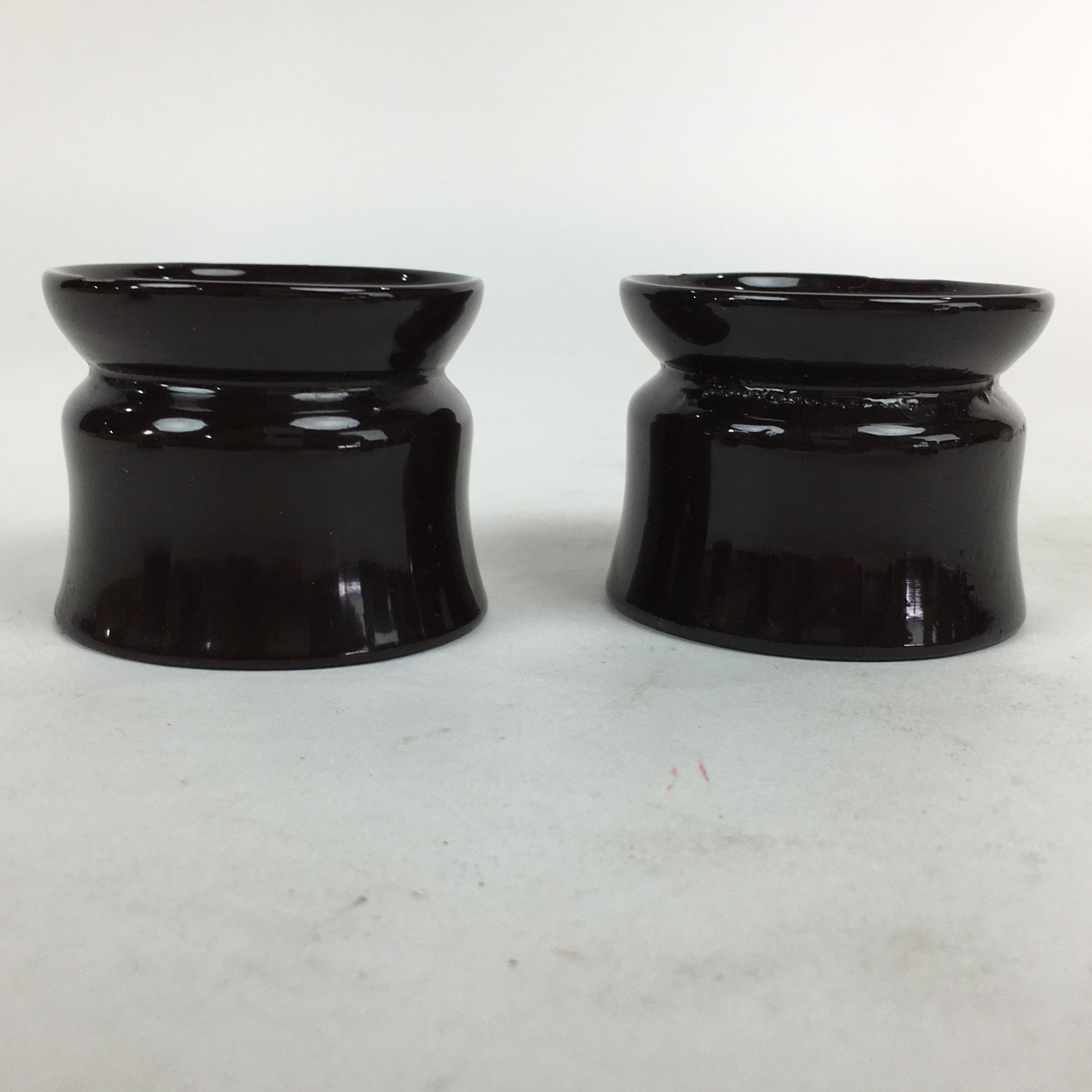 Japanese Buddhist Altar Fitting Vtg Lacquer Buddhist Rine Offering Cup Stand 2pc