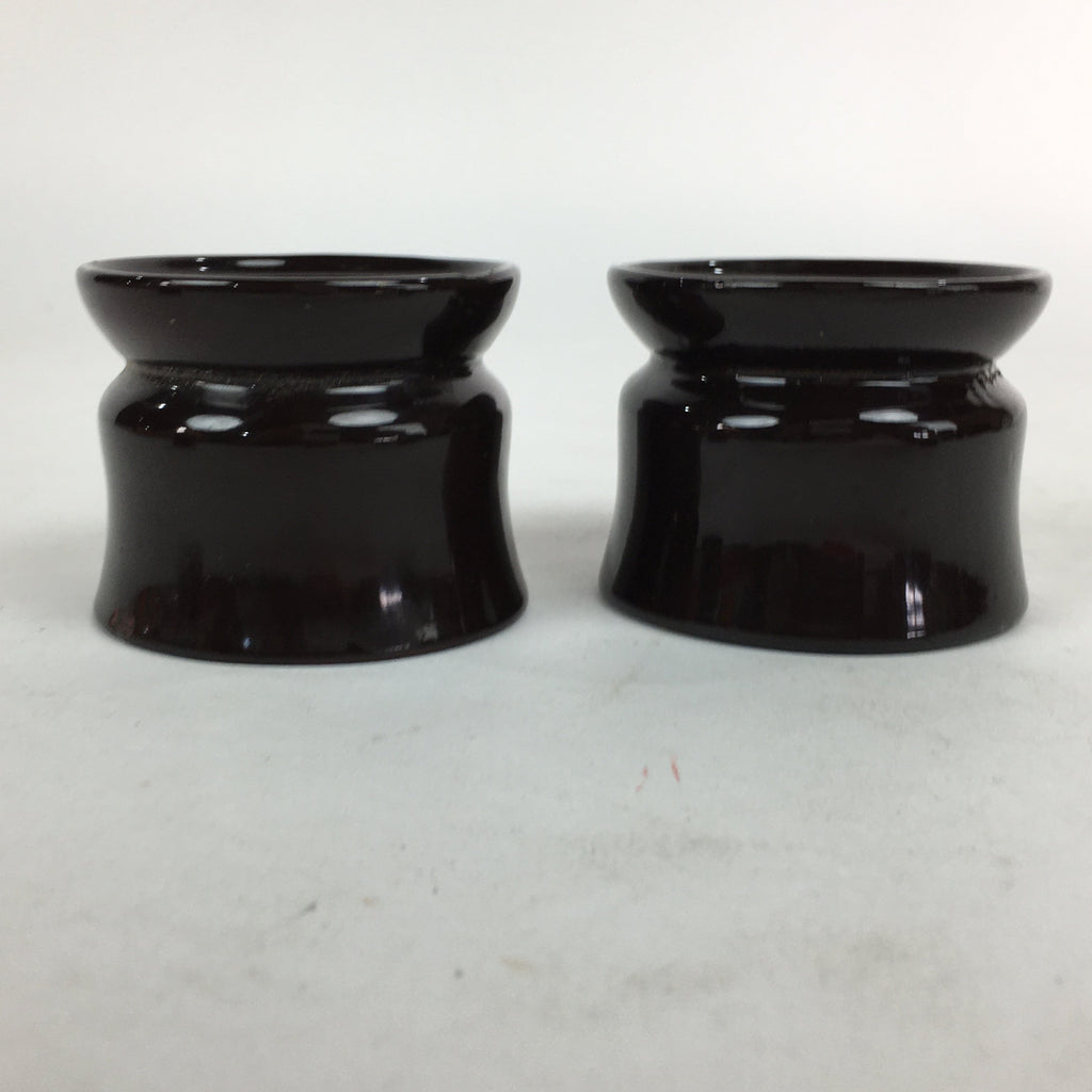 Japanese Buddhist Altar Fitting Vtg Lacquer Buddhist Rine Offering Cup Stand 2pc