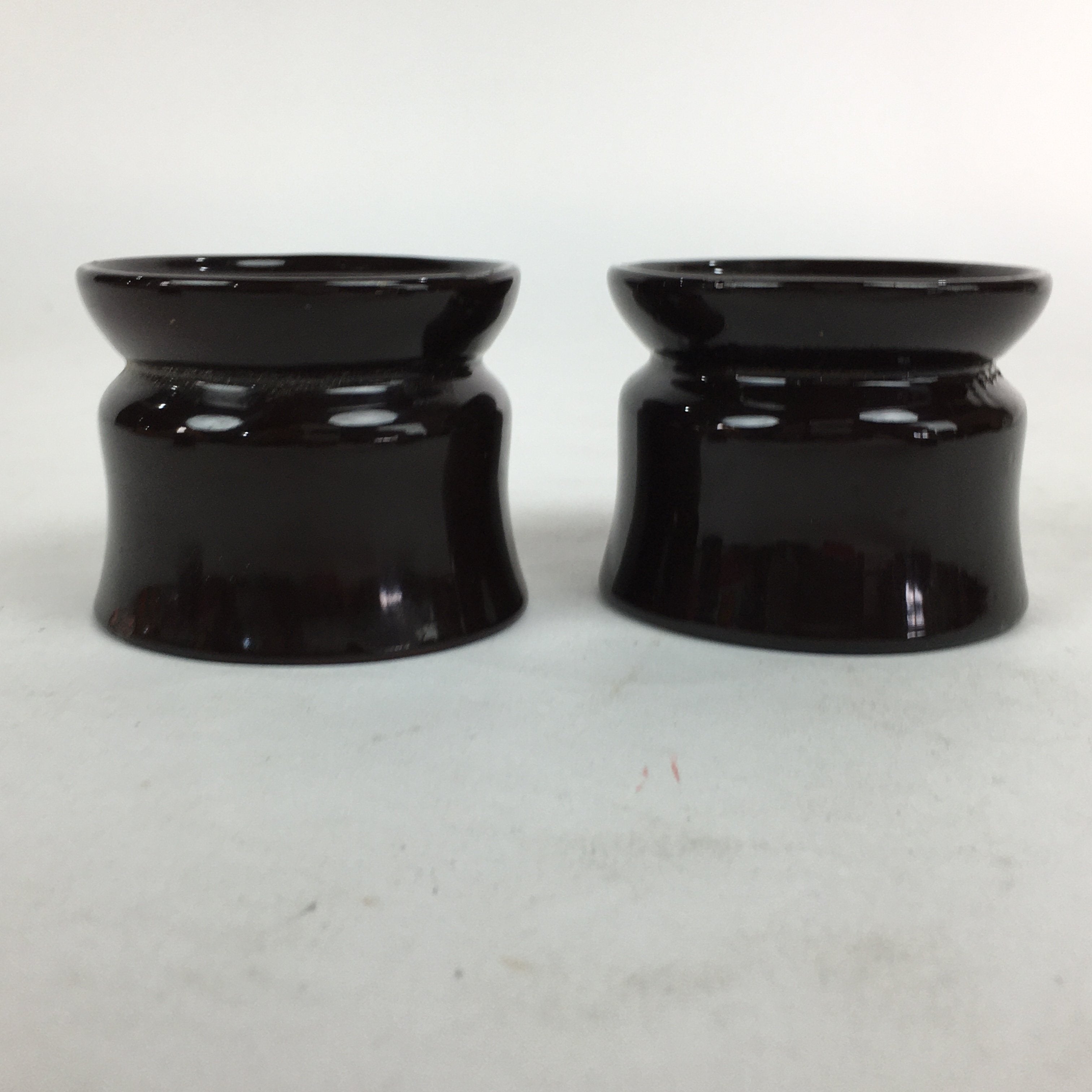 Japanese Buddhist Altar Fitting Vtg Lacquer Buddhist Rine Offering Cup Stand 2pc