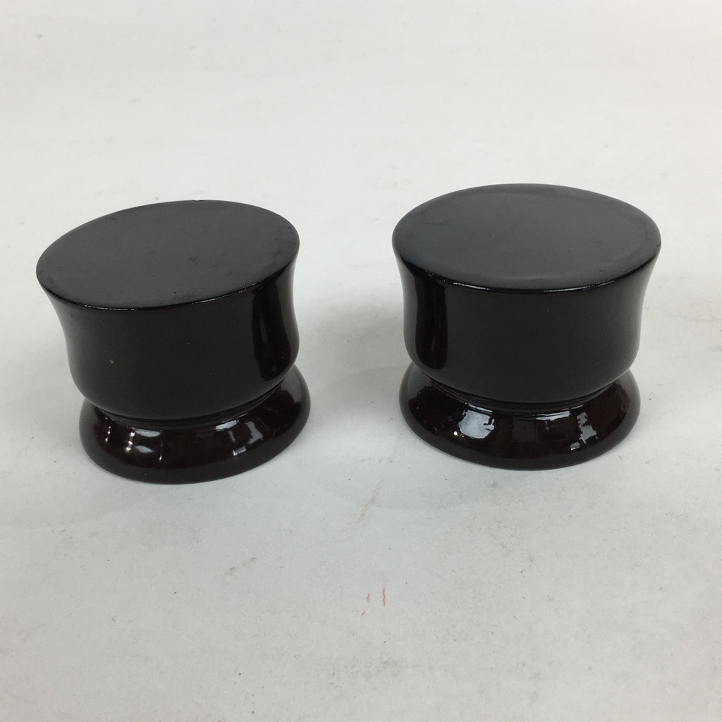 Japanese Buddhist Altar Fitting Vtg Lacquer Buddhist Rine Offering Cup Stand 2pc