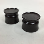 Japanese Buddhist Altar Fitting Vtg Lacquer Buddhist Rine Offering Cup Stand 2pc