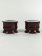 Japanese Buddhist Altar Fitting Vtg Lacquer Rine Offering Cup Stand 2pc Set BU65