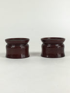 Japanese Buddhist Altar Fitting Vtg Lacquer Rine Offering Cup Stand 2pc Set BU65