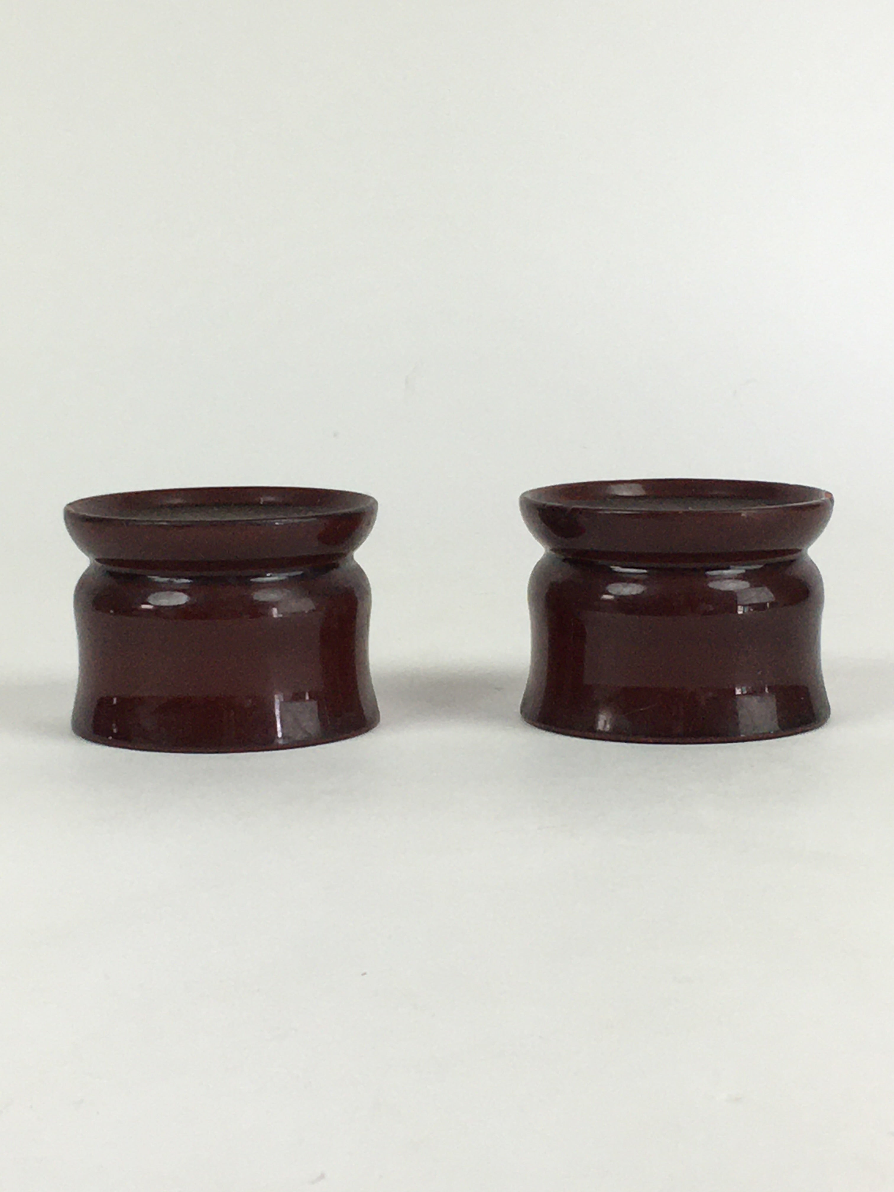 Japanese Buddhist Altar Fitting Vtg Lacquer Rine Offering Cup Stand 2pc Set BU65