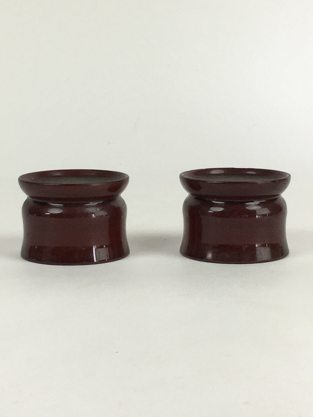 Japanese Buddhist Altar Fitting Vtg Lacquer Rine Offering Cup Stand 2pc Set BU65