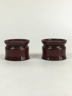 Japanese Buddhist Altar Fitting Vtg Lacquer Rine Offering Cup Stand 2pc Set BU65