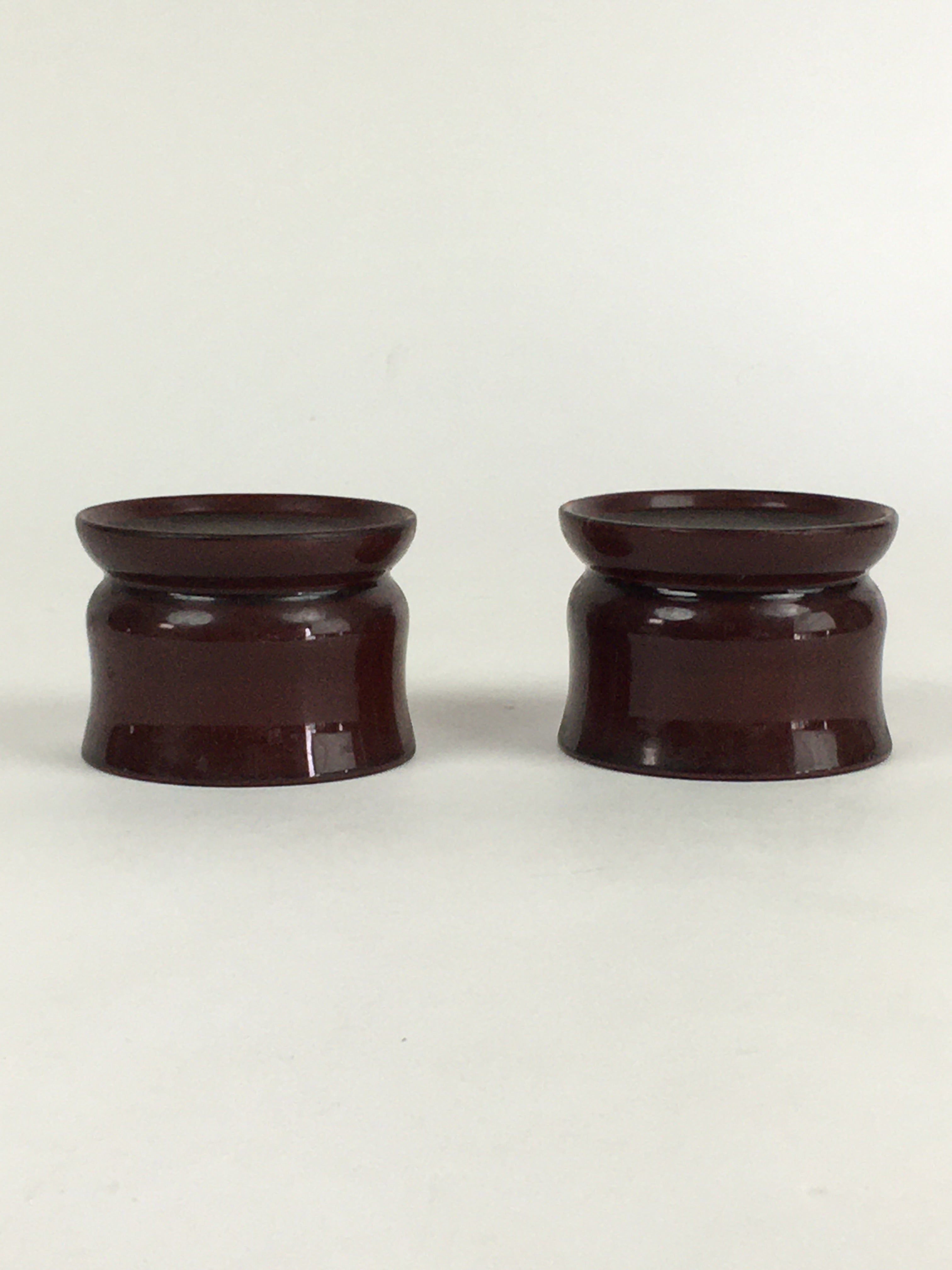 Japanese Buddhist Altar Fitting Vtg Lacquer Rine Offering Cup Stand 2pc Set BU65