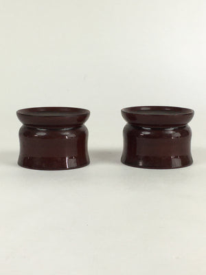 Japanese Buddhist Altar Fitting Vtg Lacquer Rine Offering Cup Stand 2pc Set BU65