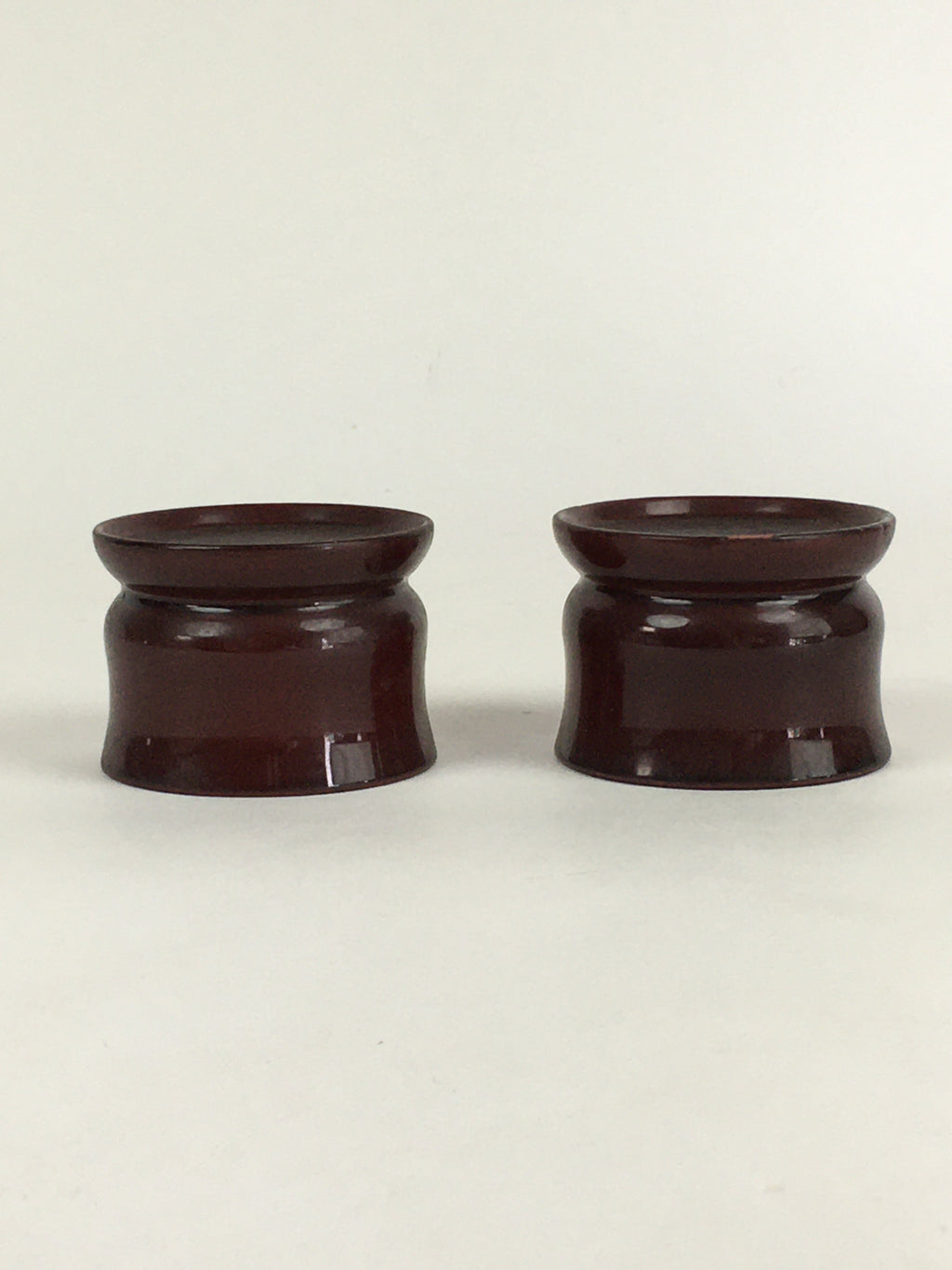 Japanese Buddhist Altar Fitting Vtg Lacquer Rine Offering Cup Stand 2pc Set BU65
