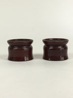 Japanese Buddhist Altar Fitting Vtg Lacquer Rine Offering Cup Stand 2pc Set BU65