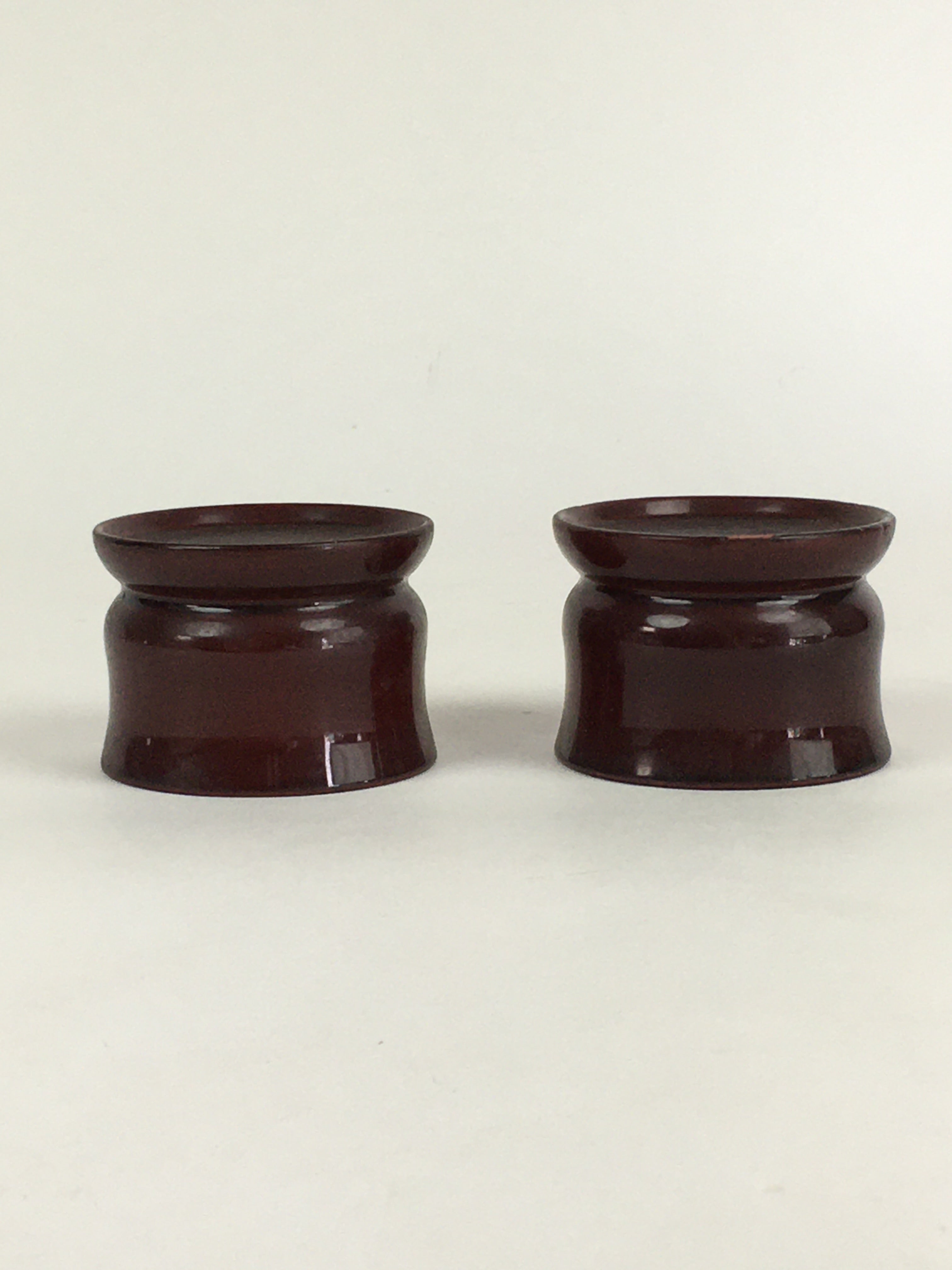 Japanese Buddhist Altar Fitting Vtg Lacquer Rine Offering Cup Stand 2pc Set BU65