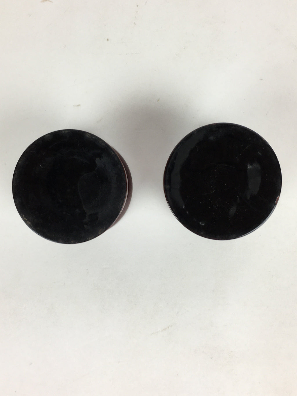 Japanese Buddhist Altar Fitting Vtg Lacquer Rine Offering Cup Stand 2pc Set BU65