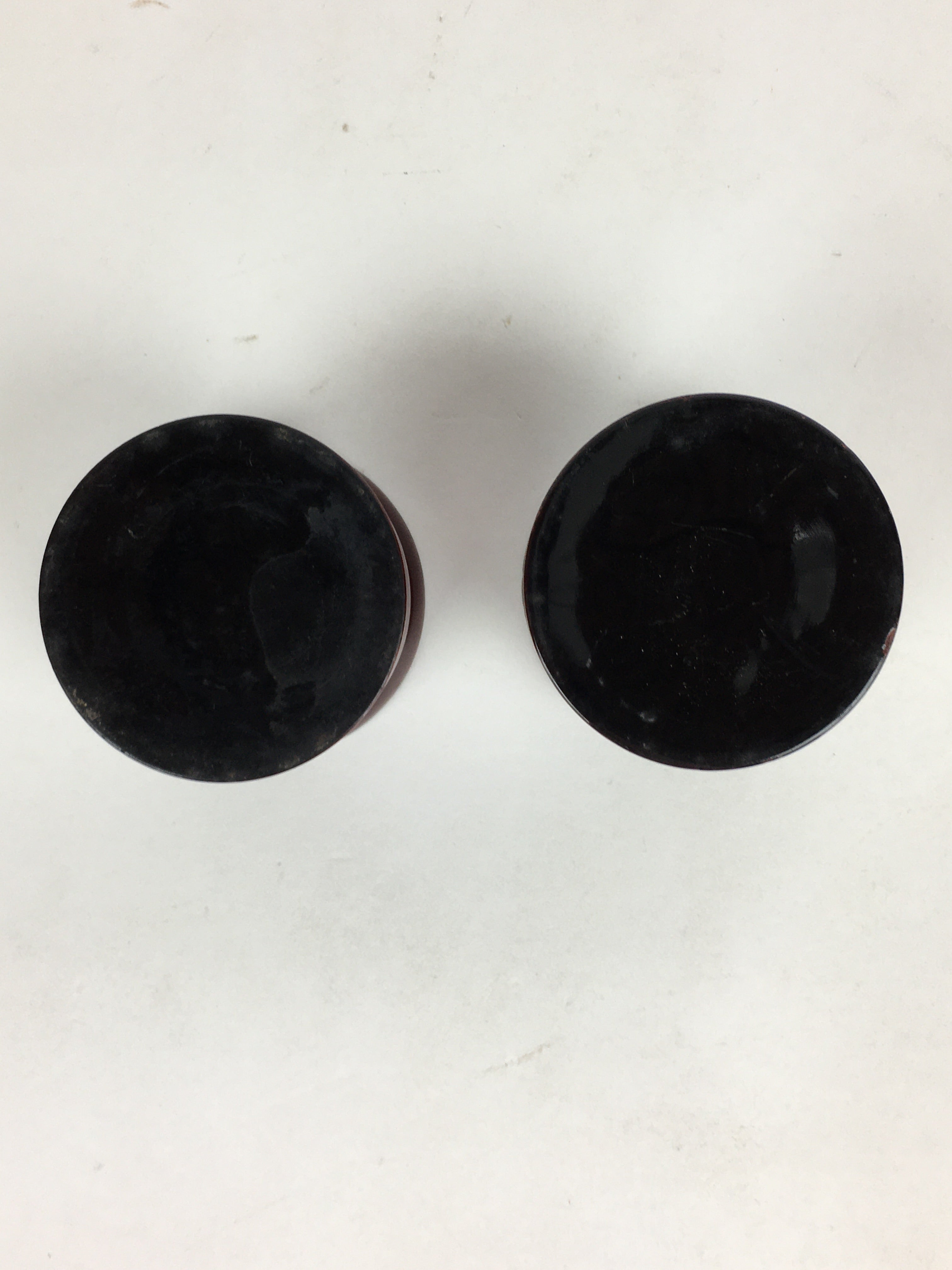 Japanese Buddhist Altar Fitting Vtg Lacquer Rine Offering Cup Stand 2pc Set BU65