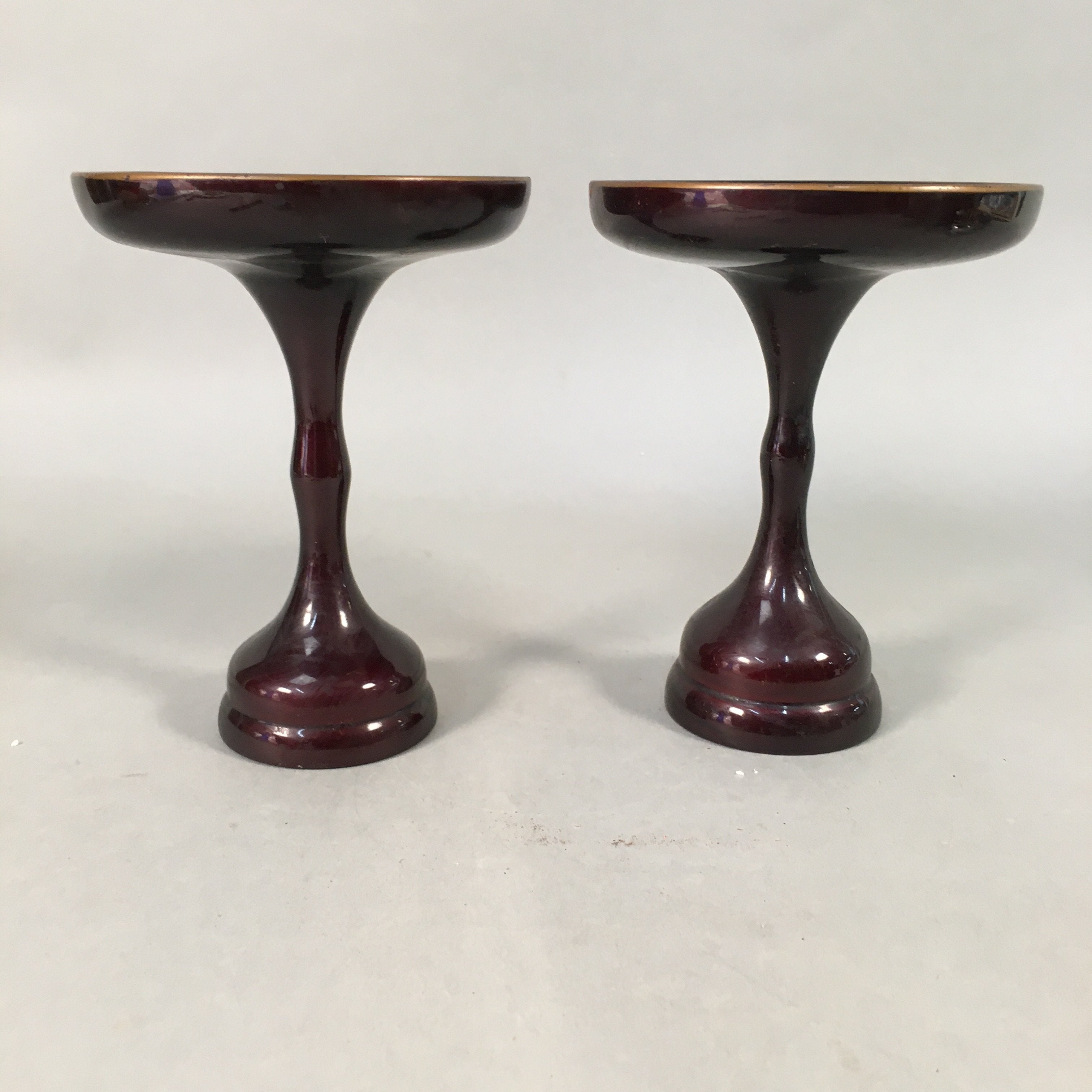 Japanese Buddhist Altar Fitting Vtg Offering Stand Pair High Cup Takatsuki BU365