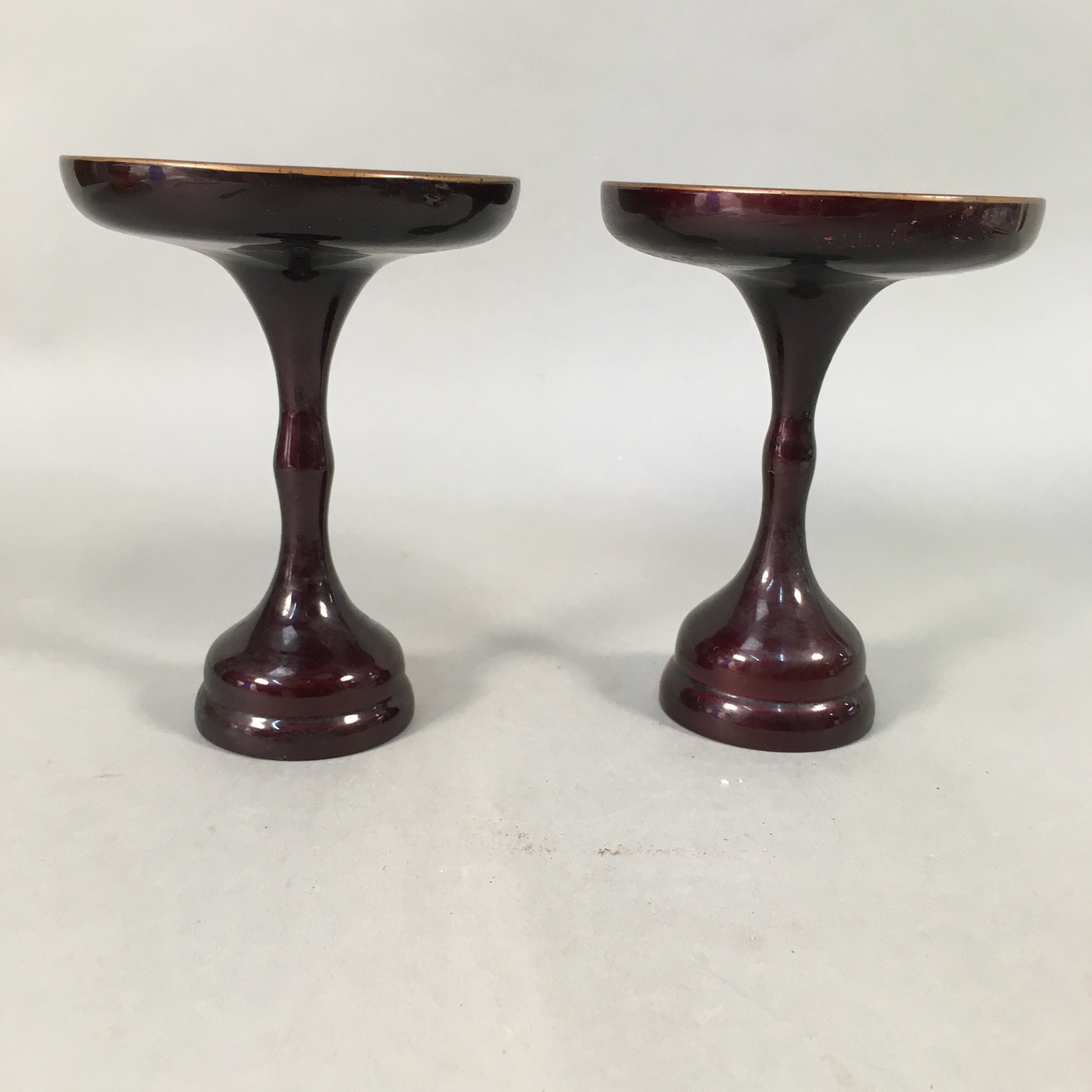 Japanese Buddhist Altar Fitting Vtg Offering Stand Pair High Cup Takatsuki BU365