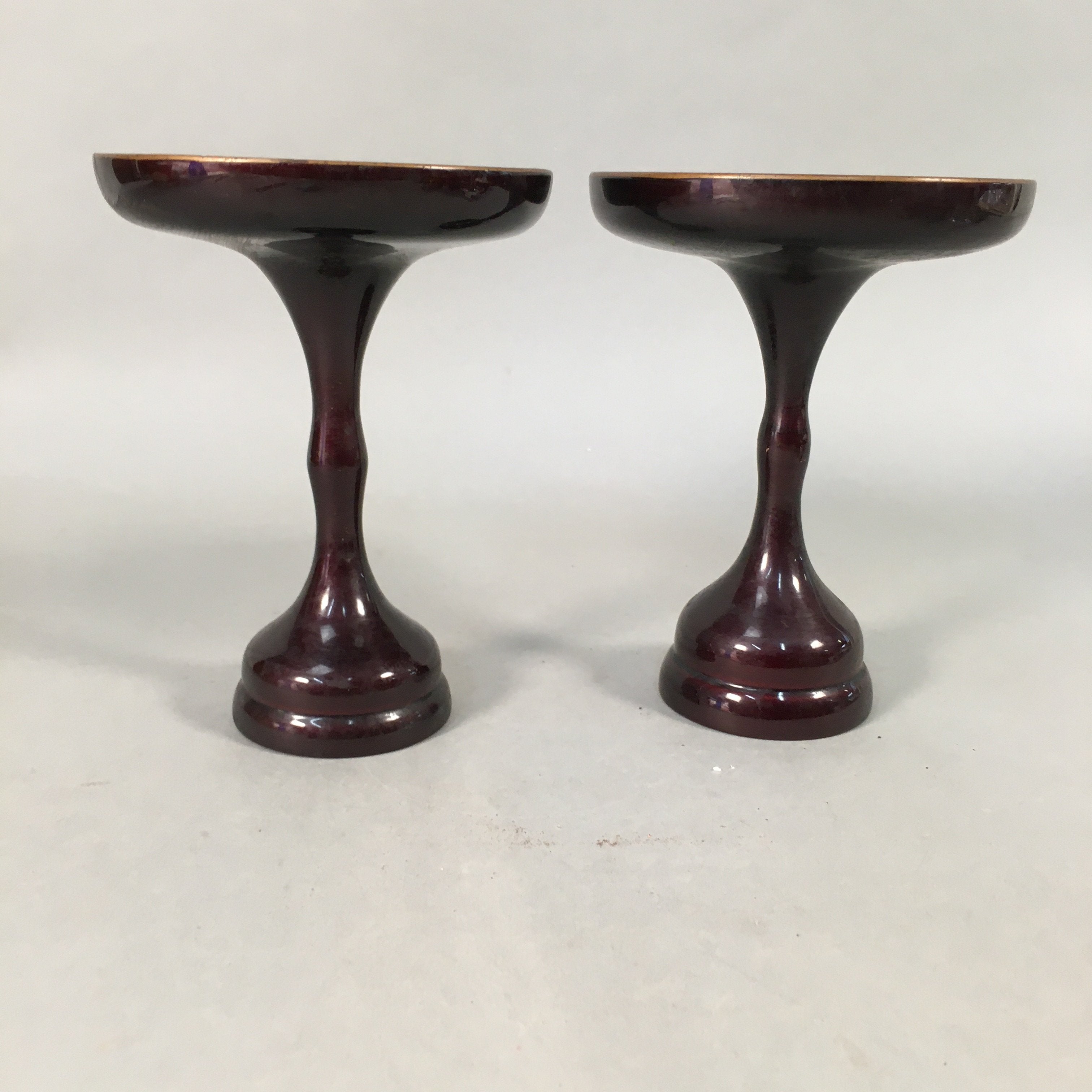 Japanese Buddhist Altar Fitting Vtg Offering Stand Pair High Cup Takatsuki BU365