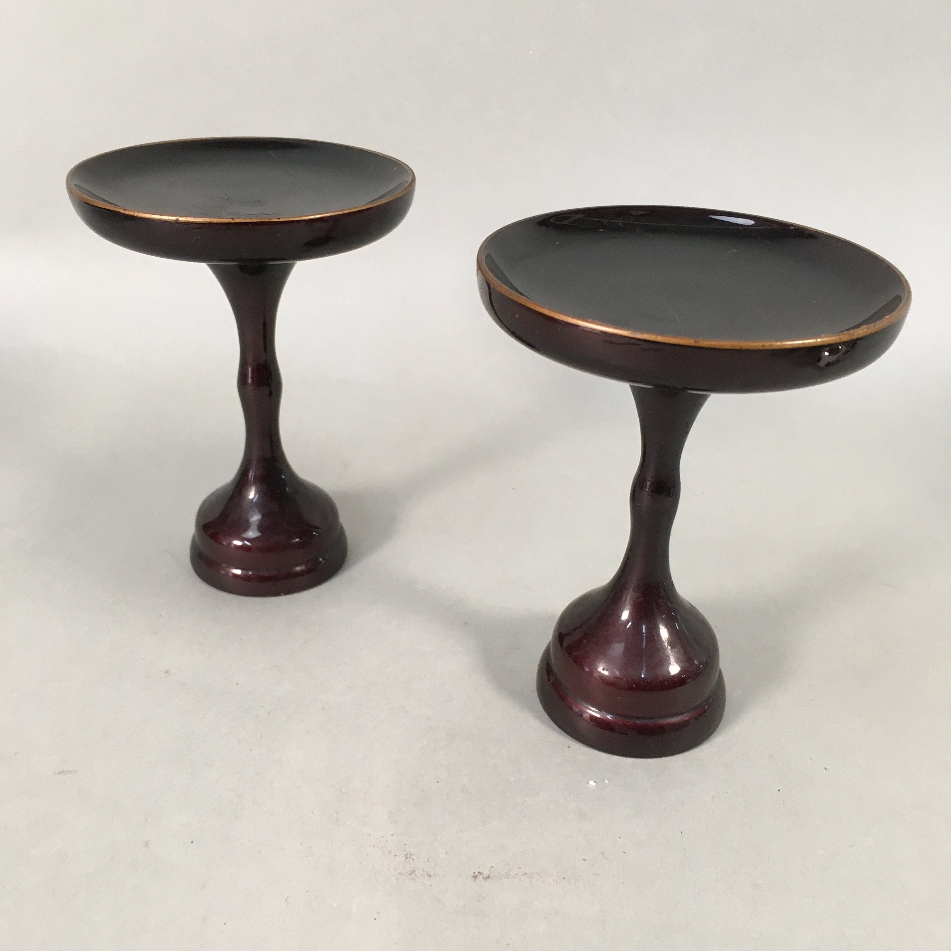 Japanese Buddhist Altar Fitting Vtg Offering Stand Pair High Cup Takatsuki BU365