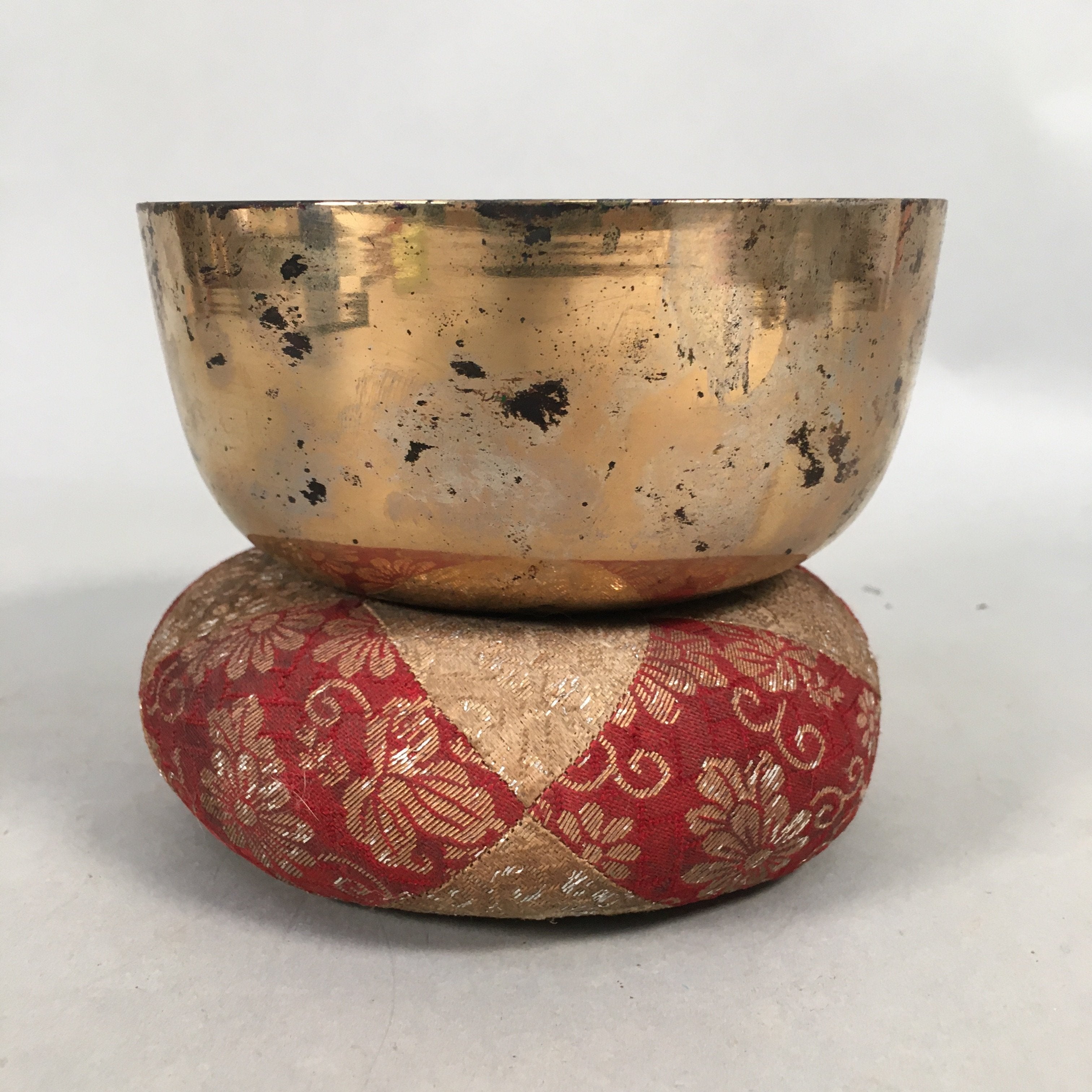 Japanese Buddhist Altar Fitting Vtg Orin Bell Singing Bowl Pillow Striker BU352