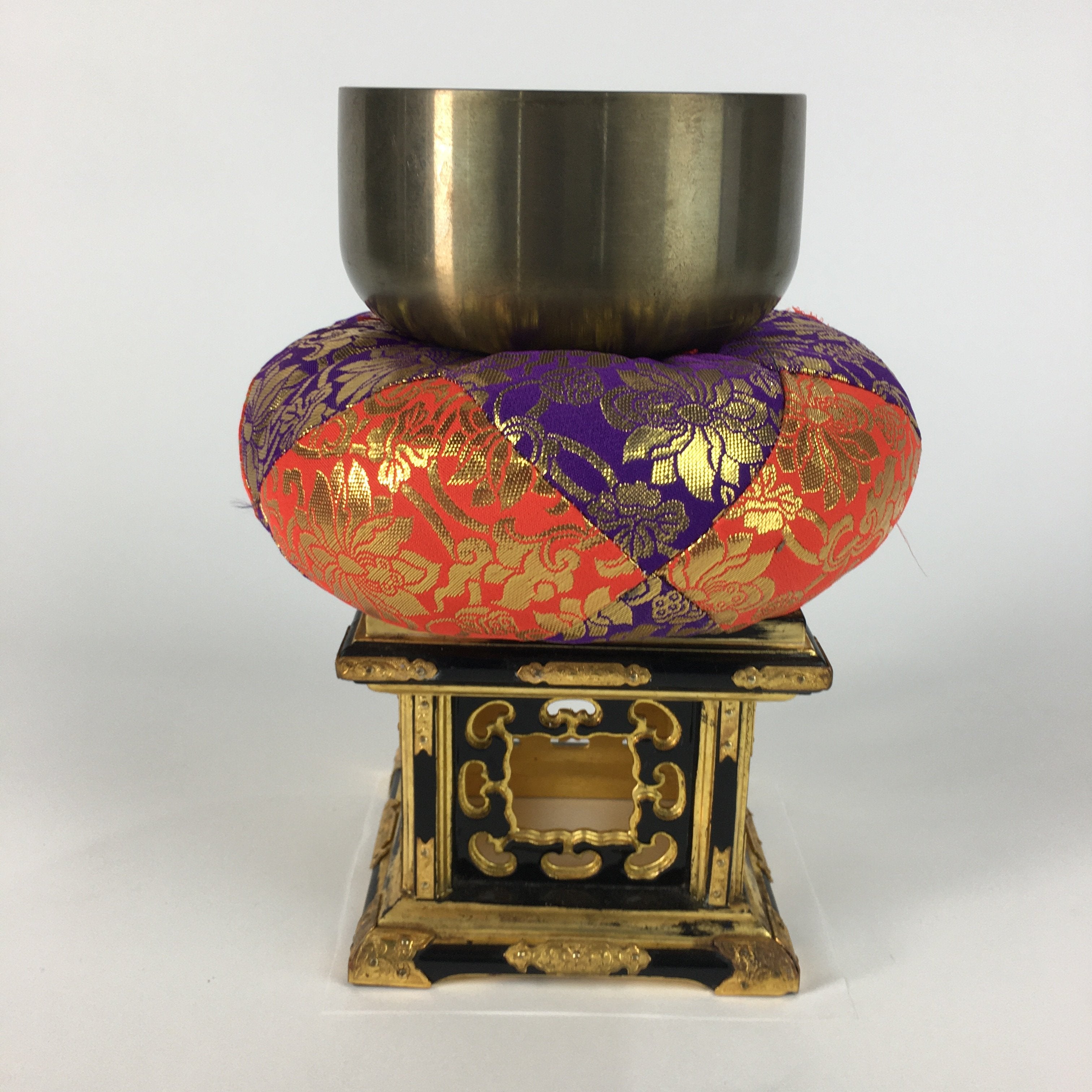 Japanese Buddhist Altar Fitting Vtg Orin Bell Singing Bowl Pillow Striker BU444