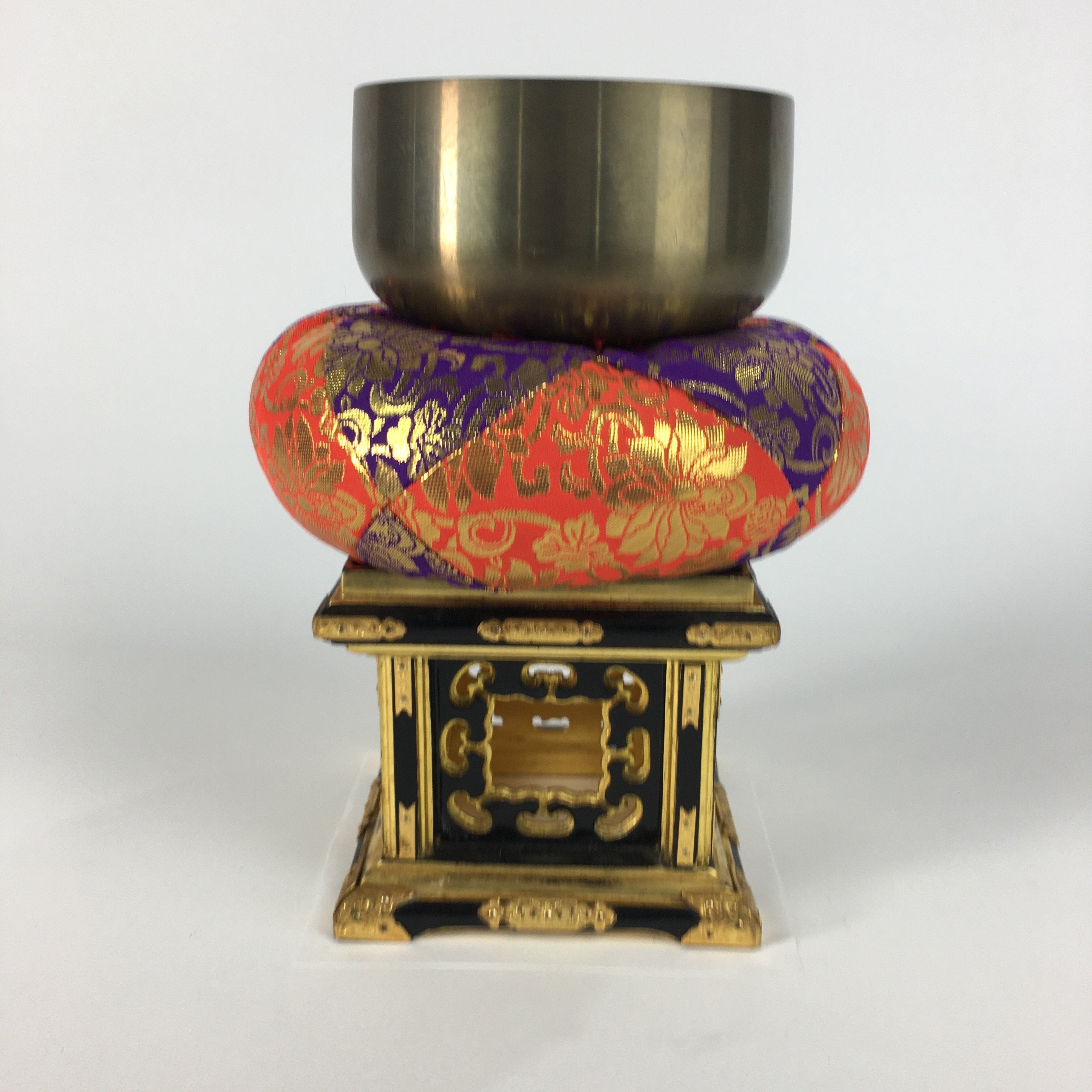 Japanese Buddhist Altar Fitting Vtg Orin Bell Singing Bowl Pillow Striker BU444