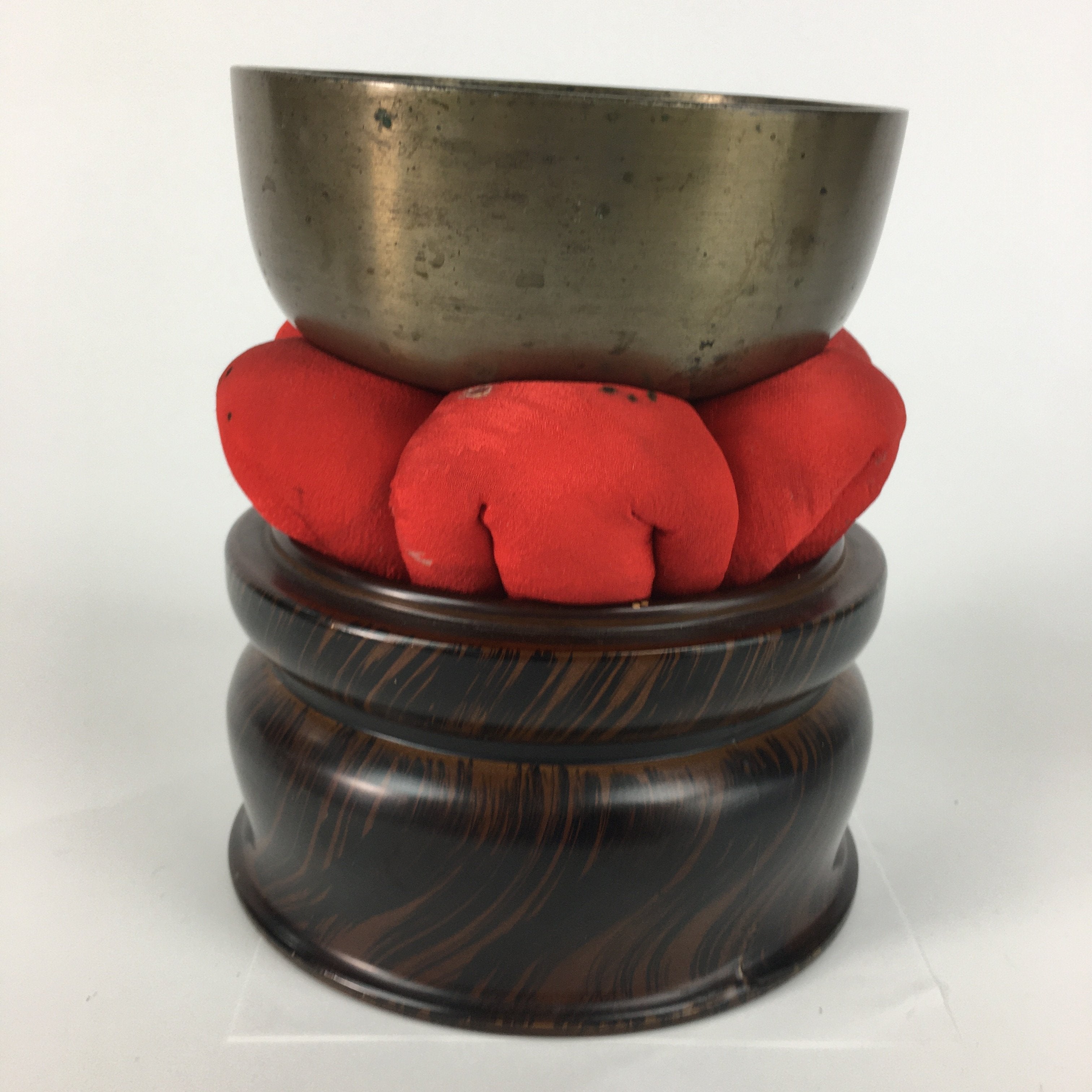 Japanese Buddhist Altar Fitting Vtg Orin Bell Singing Bowl Pillow Striker BU445