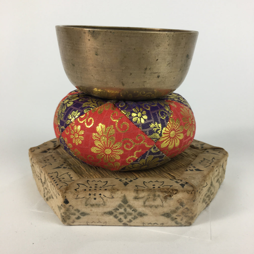 Japanese Buddhist Altar Fitting Vtg Orin Bell Singing Bowl Pillow Striker BU446