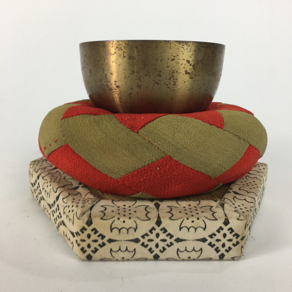 Japanese Buddhist Altar Fitting Vtg Orin Bell Singing Bowl Pillow Striker BU449