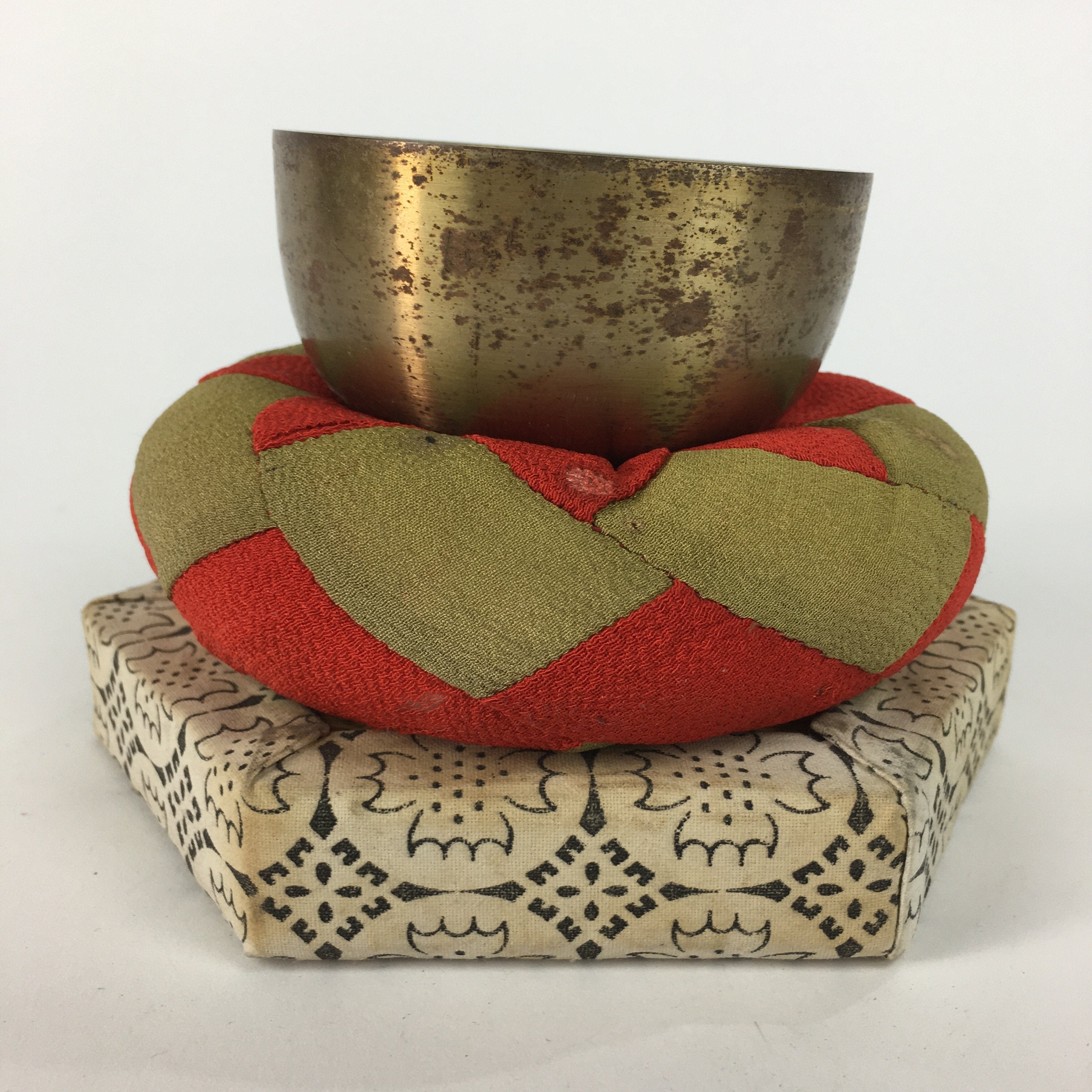 Japanese Buddhist Altar Fitting Vtg Orin Bell Singing Bowl Pillow Striker BU449