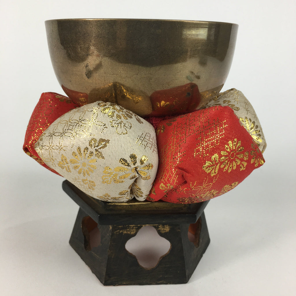 Japanese Buddhist Altar Fitting Vtg Orin Bell Singing Bowl Pillow Striker BU451